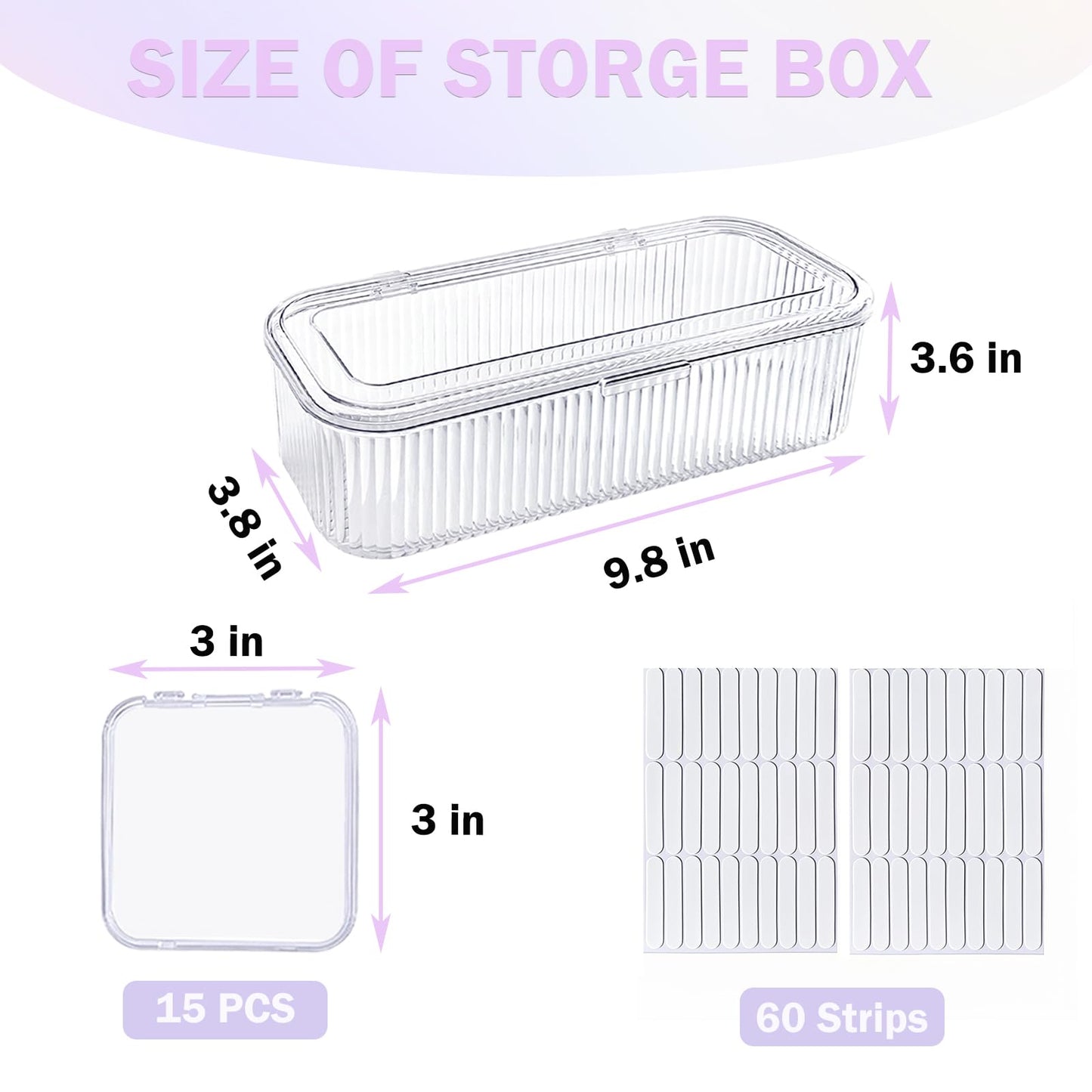 Press On Nail Organizer Box Kit,15 PCS Clear Press On Nail Storage Boxes and 1 Large Container Box,60pcs Adhesive Tape, Fake Nail Organizer Display Case Press On Nail Packaging for Home Nail Salon Use