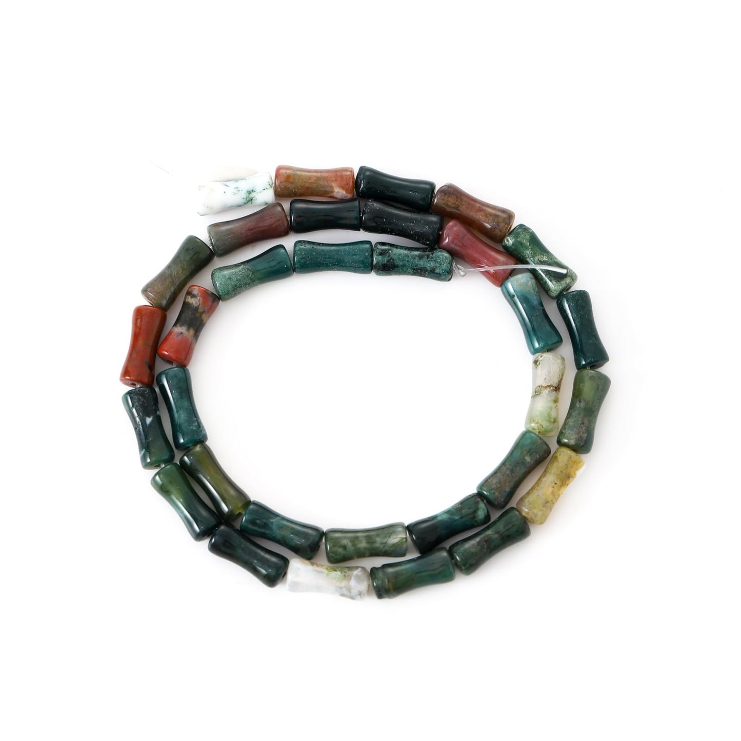 5x12mm Natural Indian Agate Stone Bamboo Shape Gem Healing Energy Loose Spacer Beads for DIY Necklace Bracelet Earring
