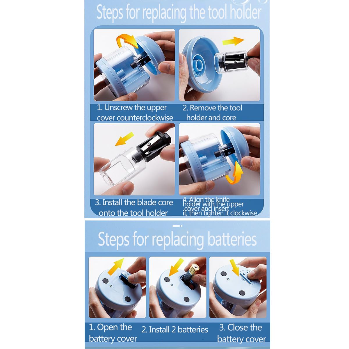 SIPLIV Electric Stationery Gift Box Set Electric Pencil Sharpener Desktop Vacuum Electric Eraser with Replacement Blade and Eraser Refills 10 PCS Stationery Kit - Blue Unicorn