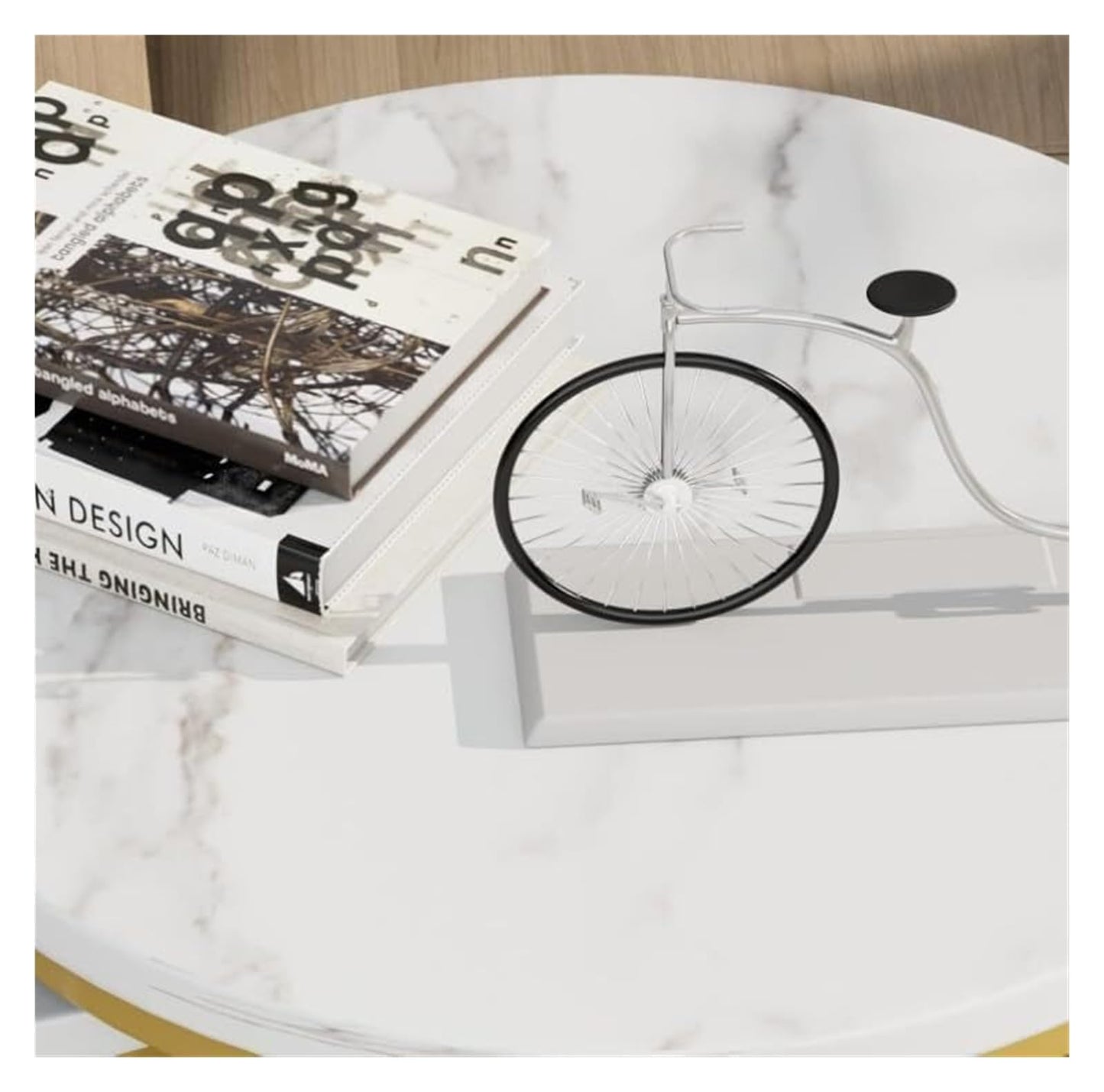 Tall Plant Rack, Flower Stand, Round Marble Sofa Side Table, 2 Tiers Small Coffee Table,for Families