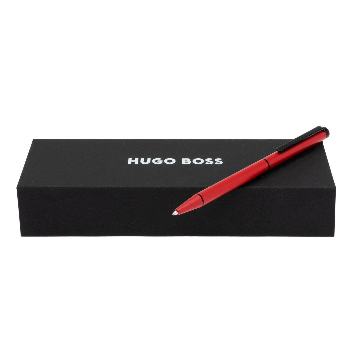 HUGO BOSS Cloud HSF3904P Ballpoint Pen in Brass Lipstick Red Matte Length: 14 cm Blue