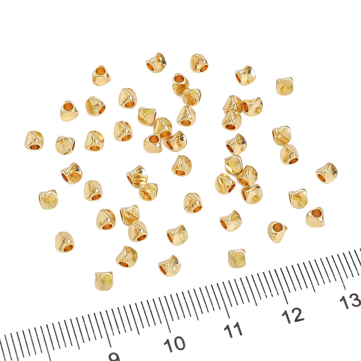 BEADIA 14K Gold Plated Twisted Spacer Beads 3x3mm 50pcs for Jewelry Making Findings Non Tarnish