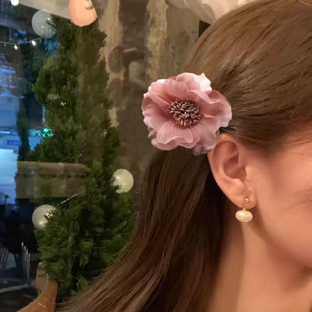 Elegant Large Cloth Flower Brooches Big Camellia Flower Pin for Women Dainty Cloth Fabric Rose Brooches Dress Skirt Scarf Hat Pins Clothing Decoration Accessories (P)