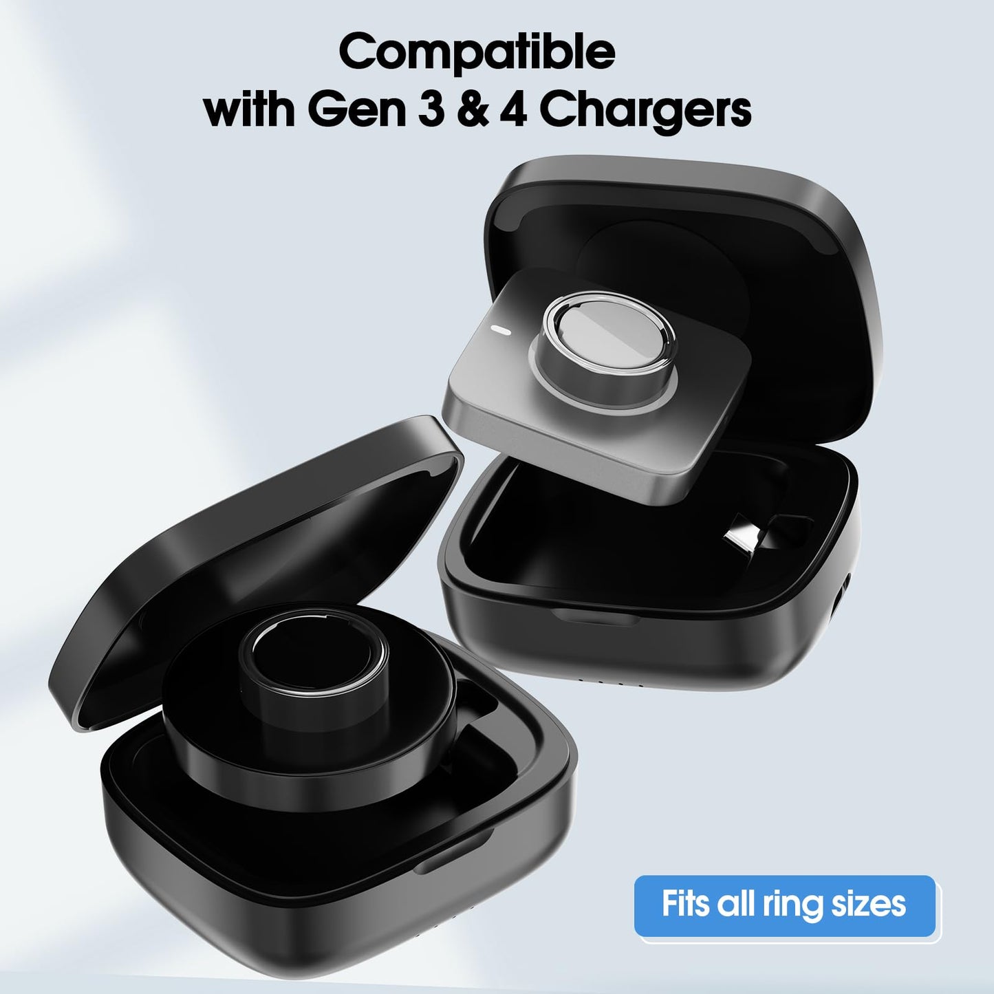 Charging Case Compatible with Ou-ra Ring Gen 4 & 3 Official Charger, Portable Wireless Charging Box with 1000mAh Capacity, Fits All Ring Sizes, 30-Day Runtime (Official Charger Not Included)