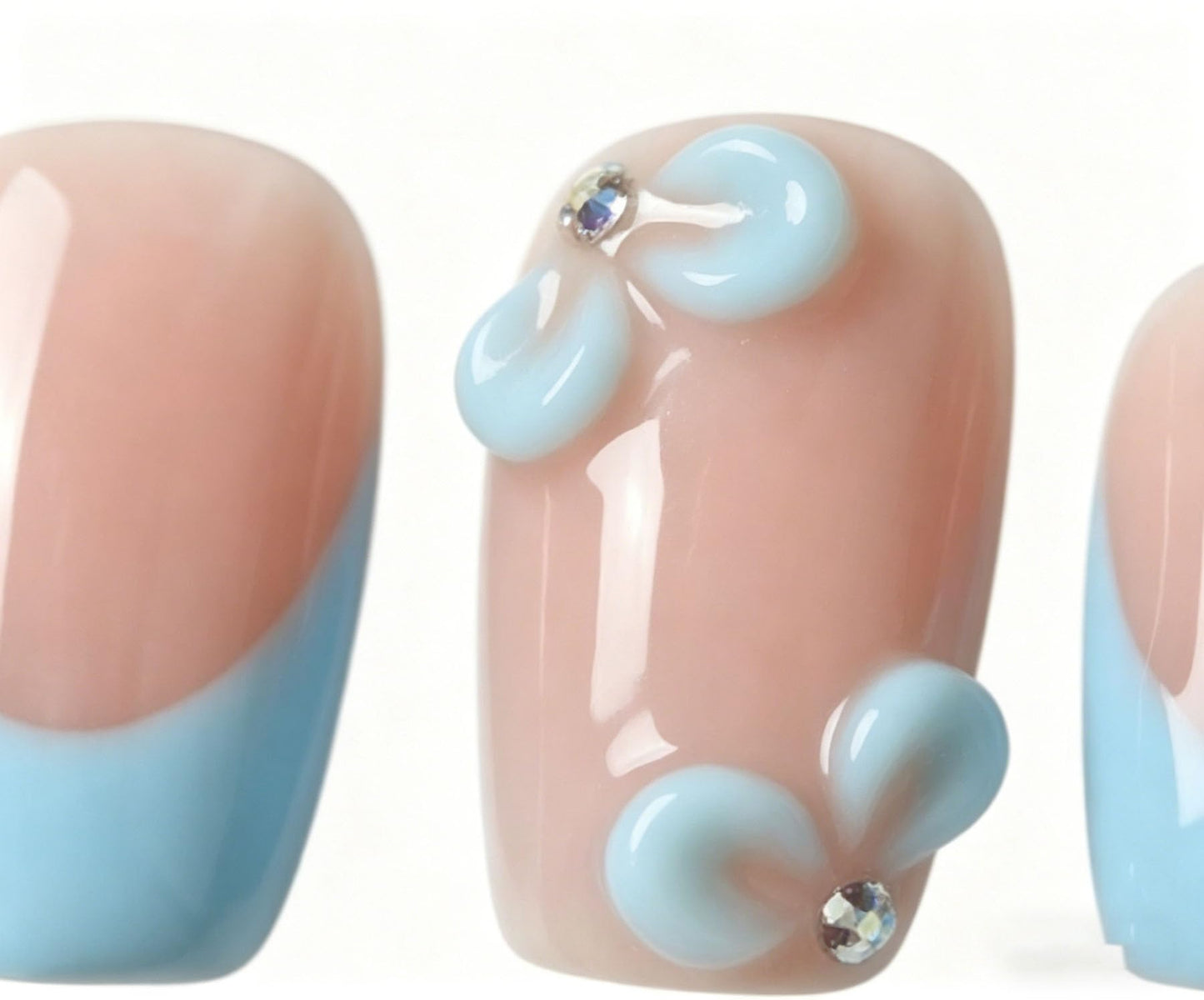 Short Square Press on Nails Handmade 3D Cute Glue on Nails for Women, Luxury Homemade Press on Nail Art Design, Fake Nails with 3D Nail Charms Size M 10