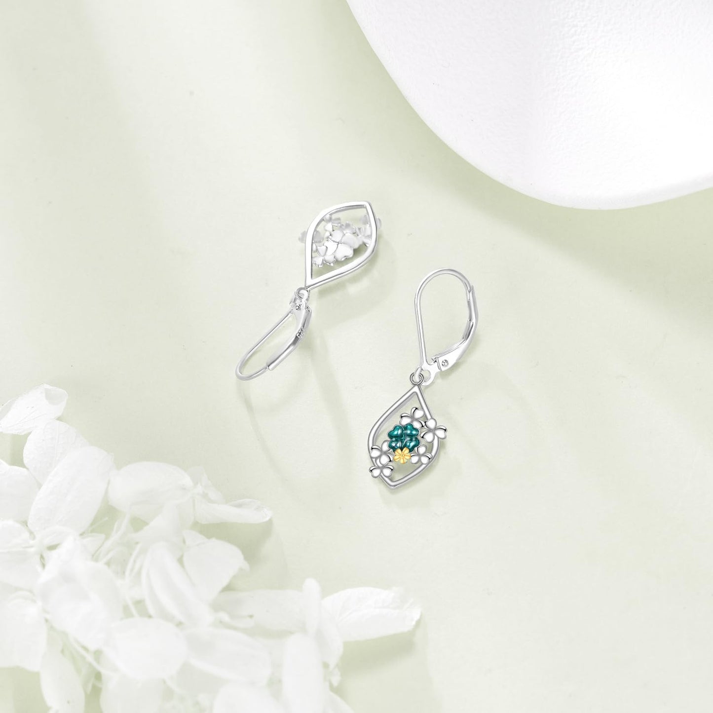 Shamrock Earrings for Women Sterling Silver Four Leaf Dangle Drop Clover Earrings Jewelry Gifts