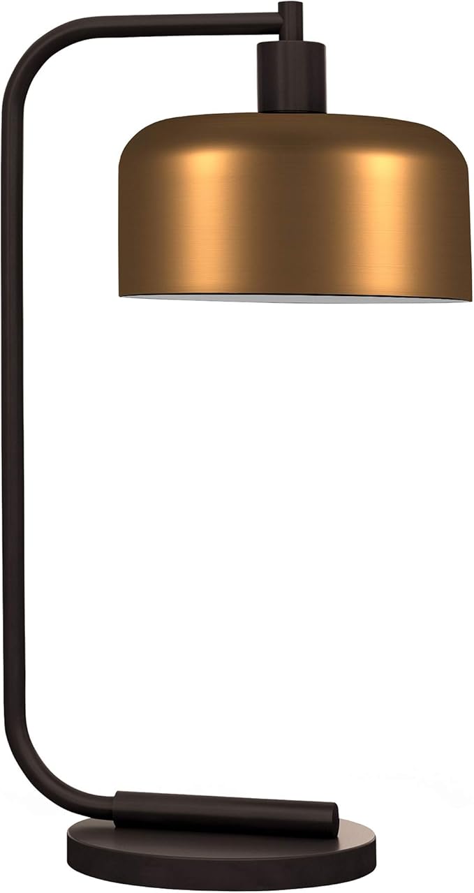 Cadmus 20.5" Tall Table Lamp with Metal Shade in Blackened Bronze/Brass/Brass