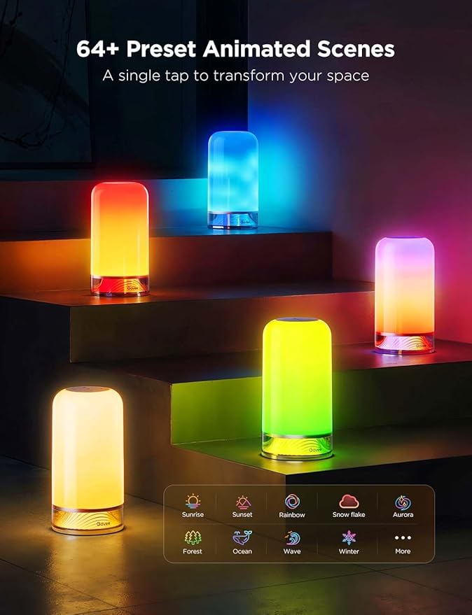Govee RGBIC Floor Lamp, LED Corner Lamp Bundle with RGBIC Smart Table Lamp 2, Touch Bedside Lamps Work with Matter, Alexa