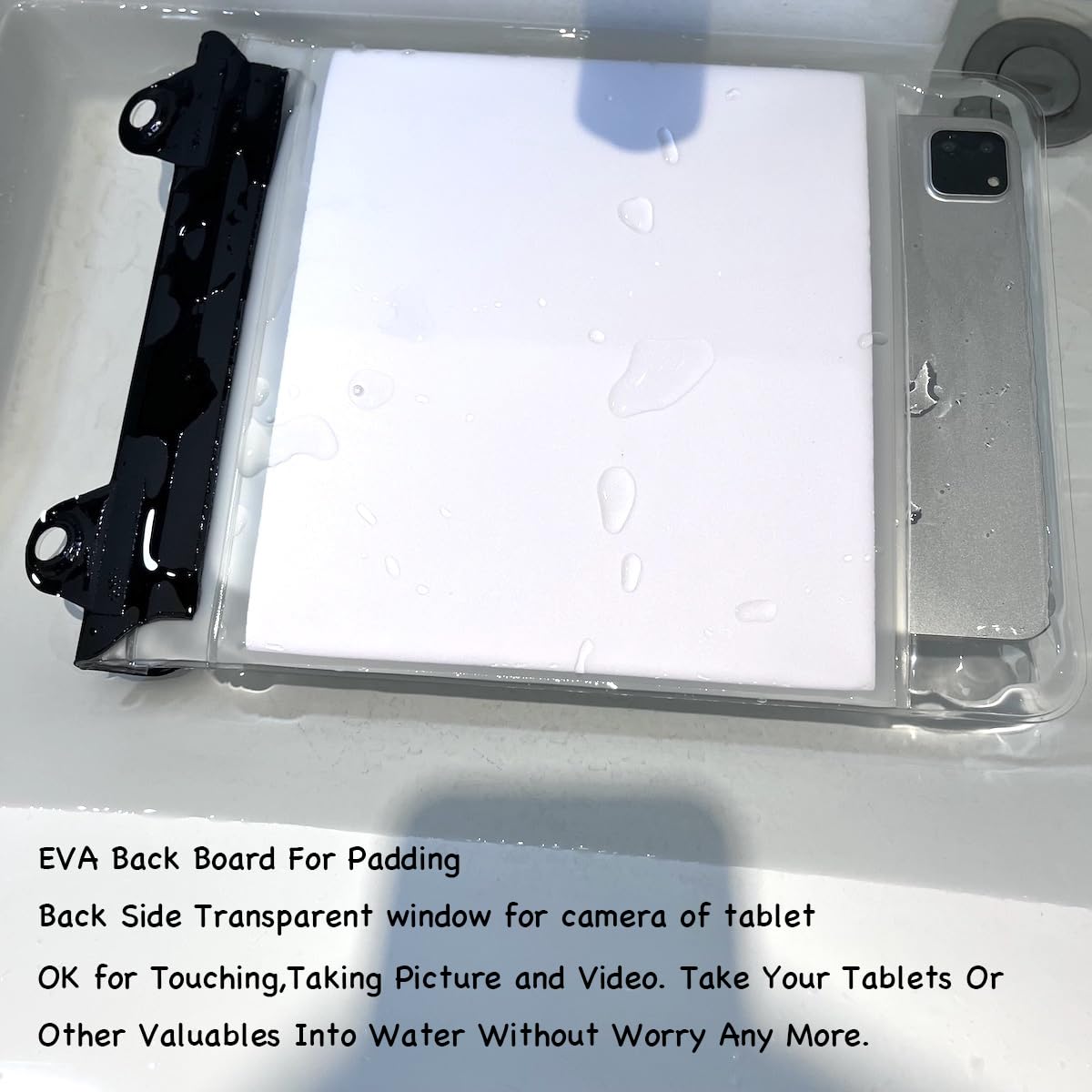 EMSEEK Floating Waterproof Tablet Case eReader Cover Bag Waterproof Holder Pouch for ipad pro air 11" Galaxy Tab S9 Surface Go 3 Kindle Scribe Up to 11.5 inch (Black)