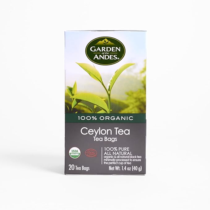 Garden of the Andes - Organic Ceylon Black Tea - 20 Tea Bags per Box, Pack of 6 (120 Tea Bags) - Estate-Grown Single-Origin - Robust Aromatic Flavor, Traceable Farm-to-Cup