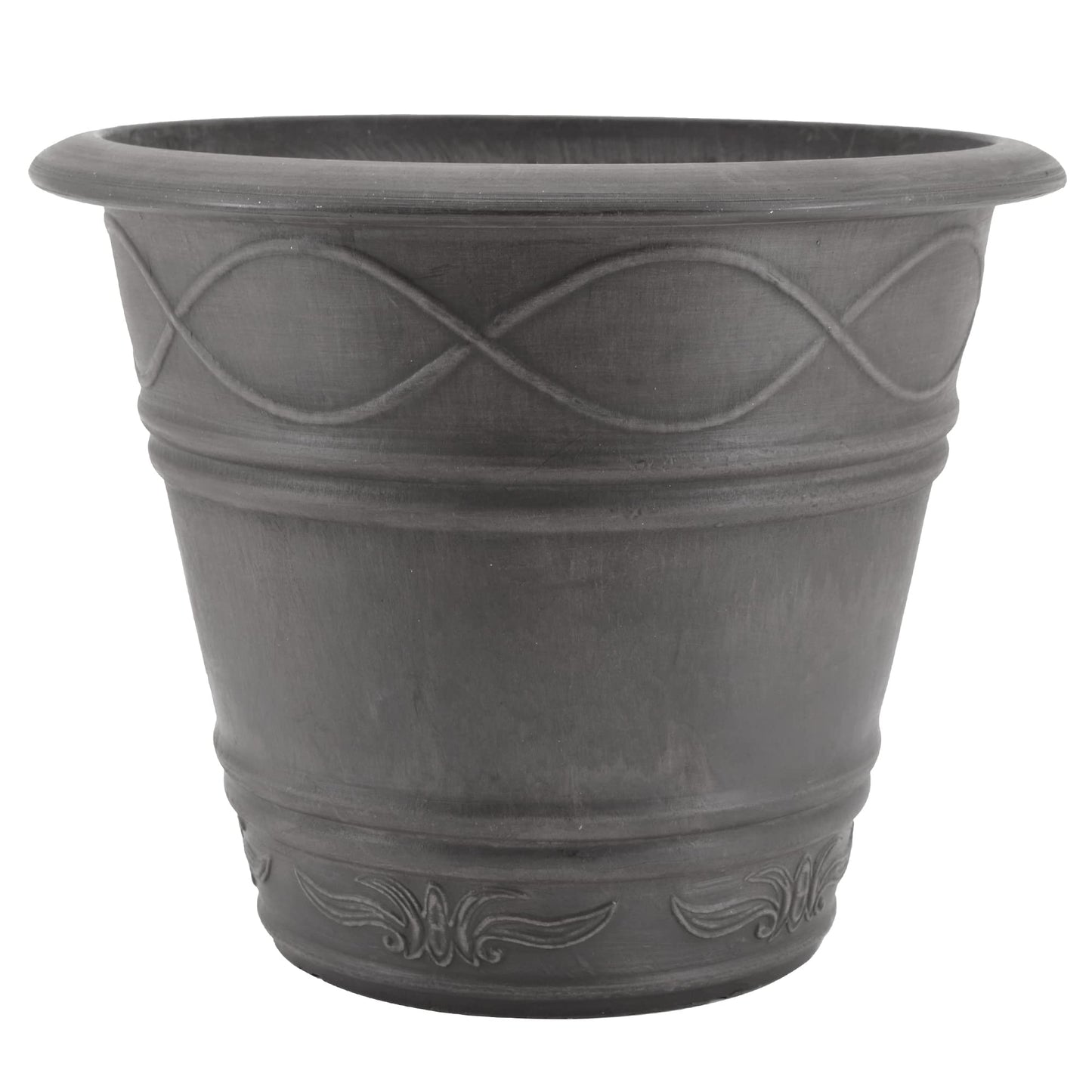 PSW Pot Collection Western Weave Planter Pot for Indoor and Outdoor Plants and Gardens, 14.5-inch, Dark Charcoal