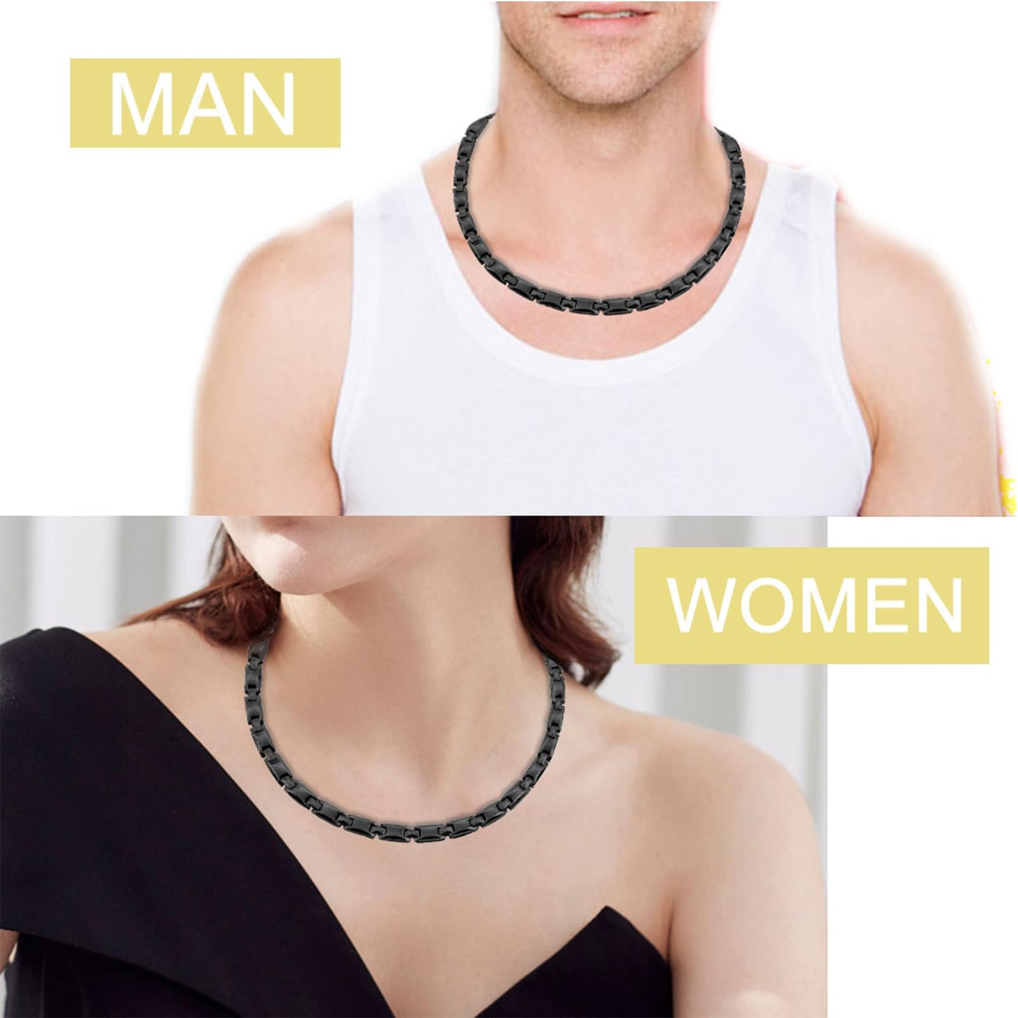 KYOSI Titanium Magnetic Necklace for Men Magnet Jewelry Mens Womens Necklace Unisex Links 22 inches Adjustable Size