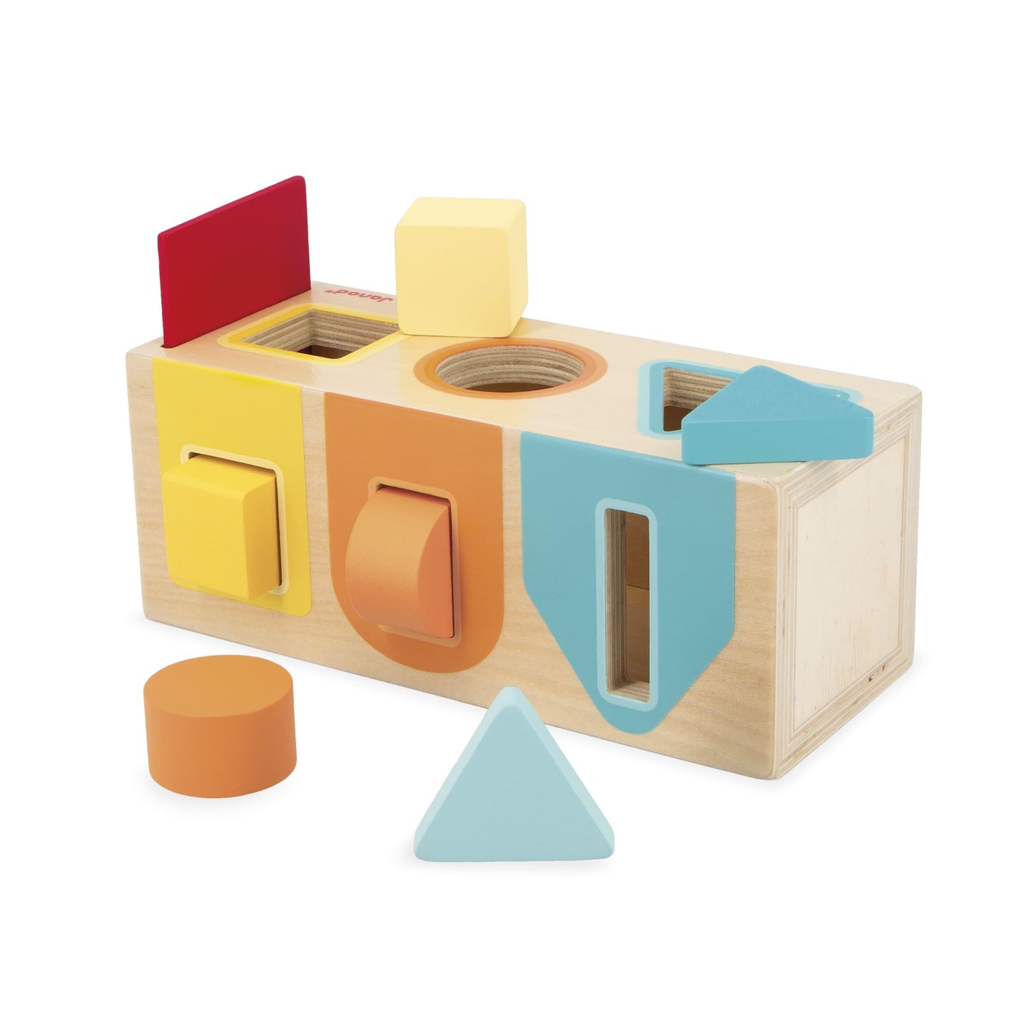 Janod Geometric Shapes 6 pc Wooden Sorting Box - Ages 12+ Months to 3 Years - J05330