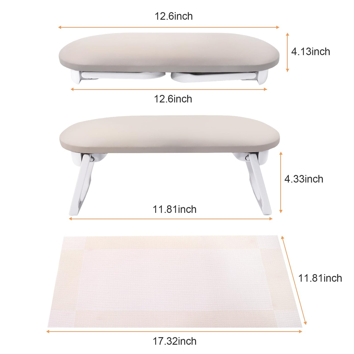 Subay Arm Rest for Nails Tech, Foldable PU Leather Nail Arm Rest for Acrylic Nails Cushion Hand Holder, Hand Rest Pillow Nail Art Accessories Tool for Manicure Pedicure Salon Home Use - Light Brown