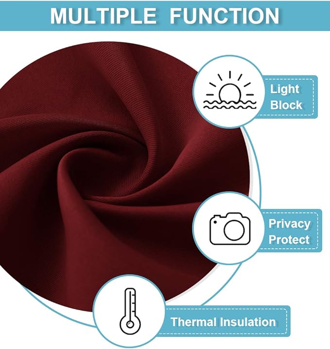 RYB HOME Door Window Curtain 80 inch - Privacy Room Darkening Front/Tricia/French Door Window Curtains Sidelight Curtain Tie up Shade, W30 x L80 inch, 1 Panel, Red