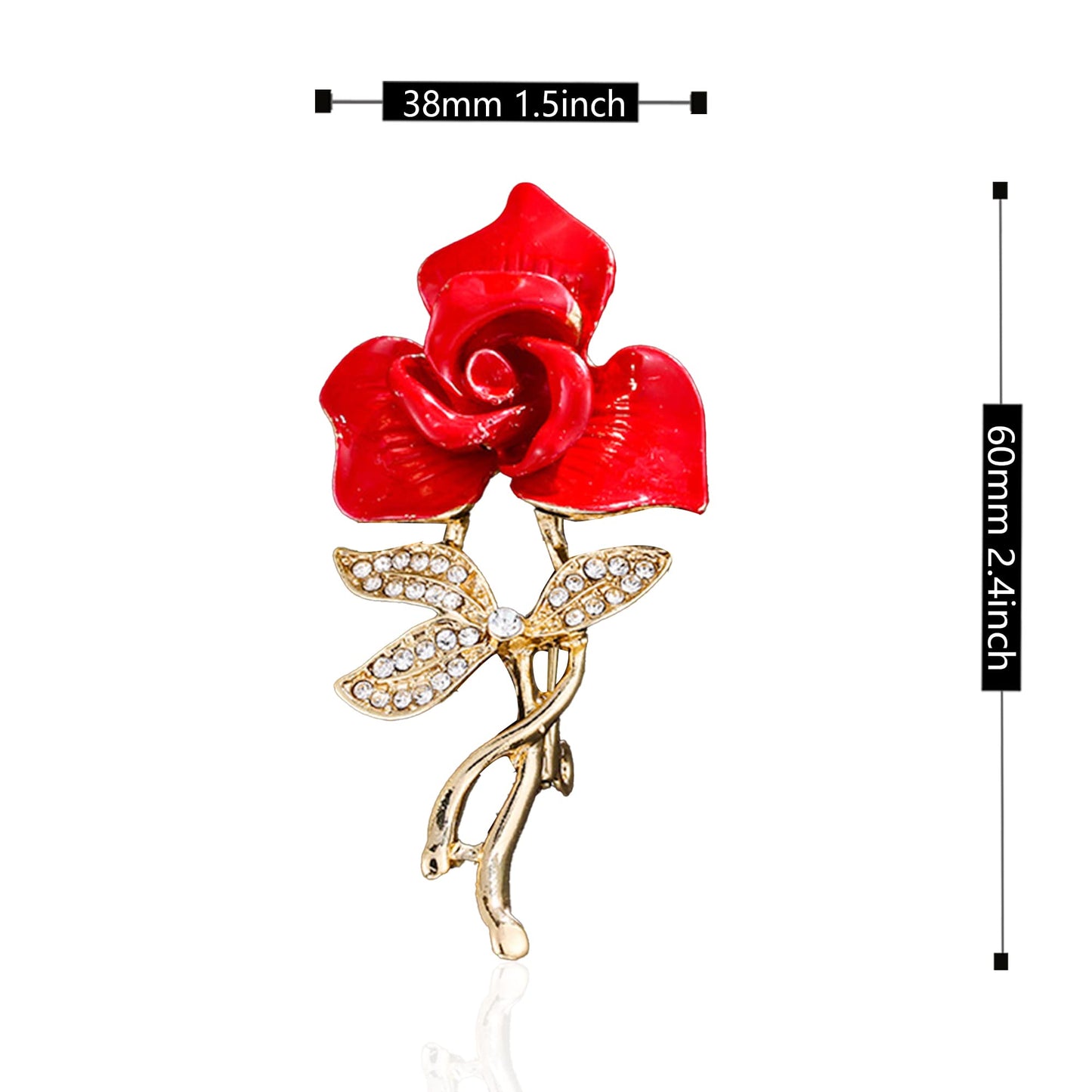 Seakuur Floral Elegant Red Rose Shape Brooch Pin for Women Mothers Day Accessory (D)