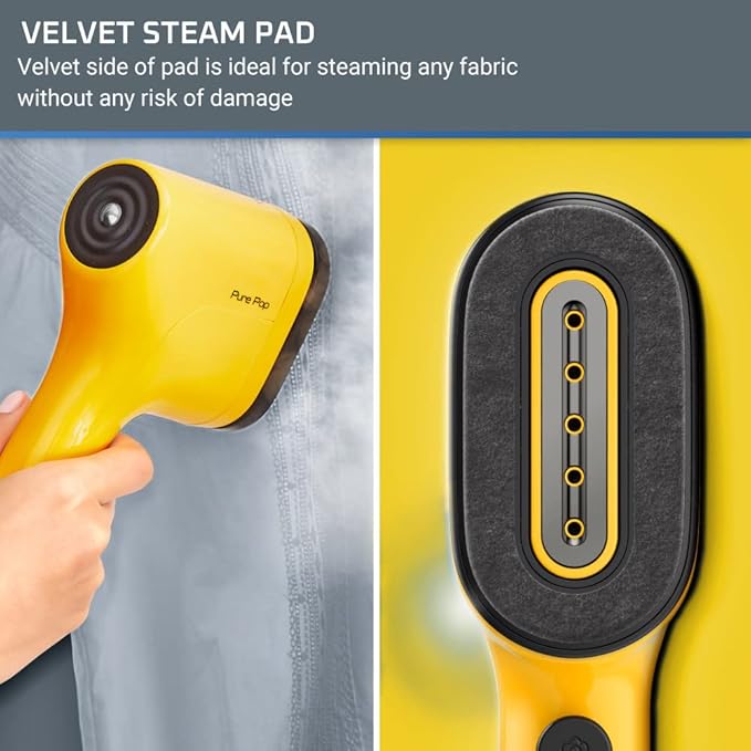 Rowenta PurePop Handheld Steamer for Clothes 1.5Lbs 15 Second Heatup,2.3 Oz Capacity 1150 Watts Portable,Ironing,Fabric Steamer,Garment Vacation Essentials,Travel Must Have Yellow DR2026 DR2026U1