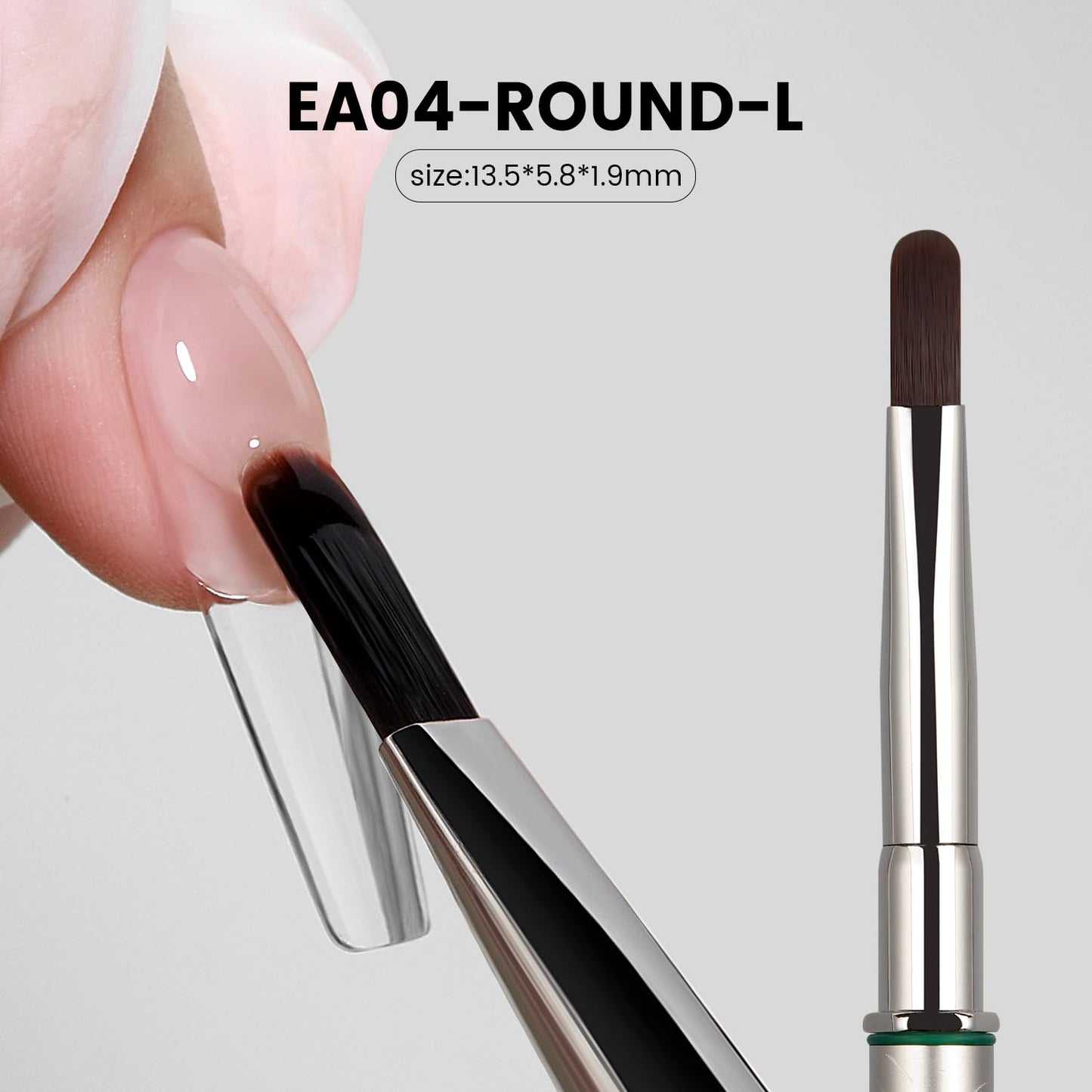 YOKEFELLOW EliteAlly Nail Art Brush,13mm Lengthen Oval Nail Brush for Builder Gel & Polygel Smooth Application, Professional Nail Art Tool(EA04 ROUND-L)