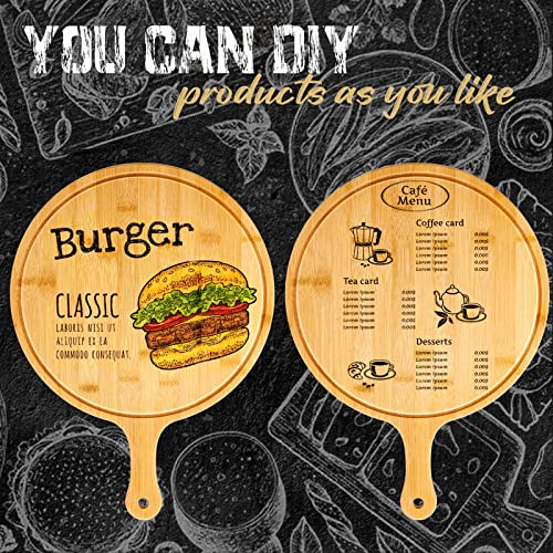 Nuenen 10 Pcs Round Wood Cutting Board with Handle Bamboo Wooden Serving Kitchen Chopping Boards for Pizza, Bread, Cheese, Charcuterie, Fruit, Vegetables(Bamboo)
