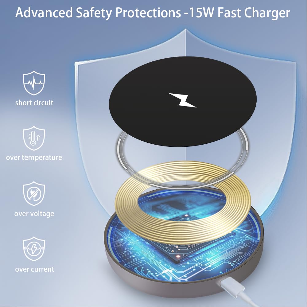Metal Wireless Phone Charger 2 Pack, 15W Panda Magnetic Wireless Charger Pad for iPhone 17/16/15/14/13/12 Pro Max Plus and Airpods 4/3/2 Pro&Wireless Charger for Office for Nightstand for Travel