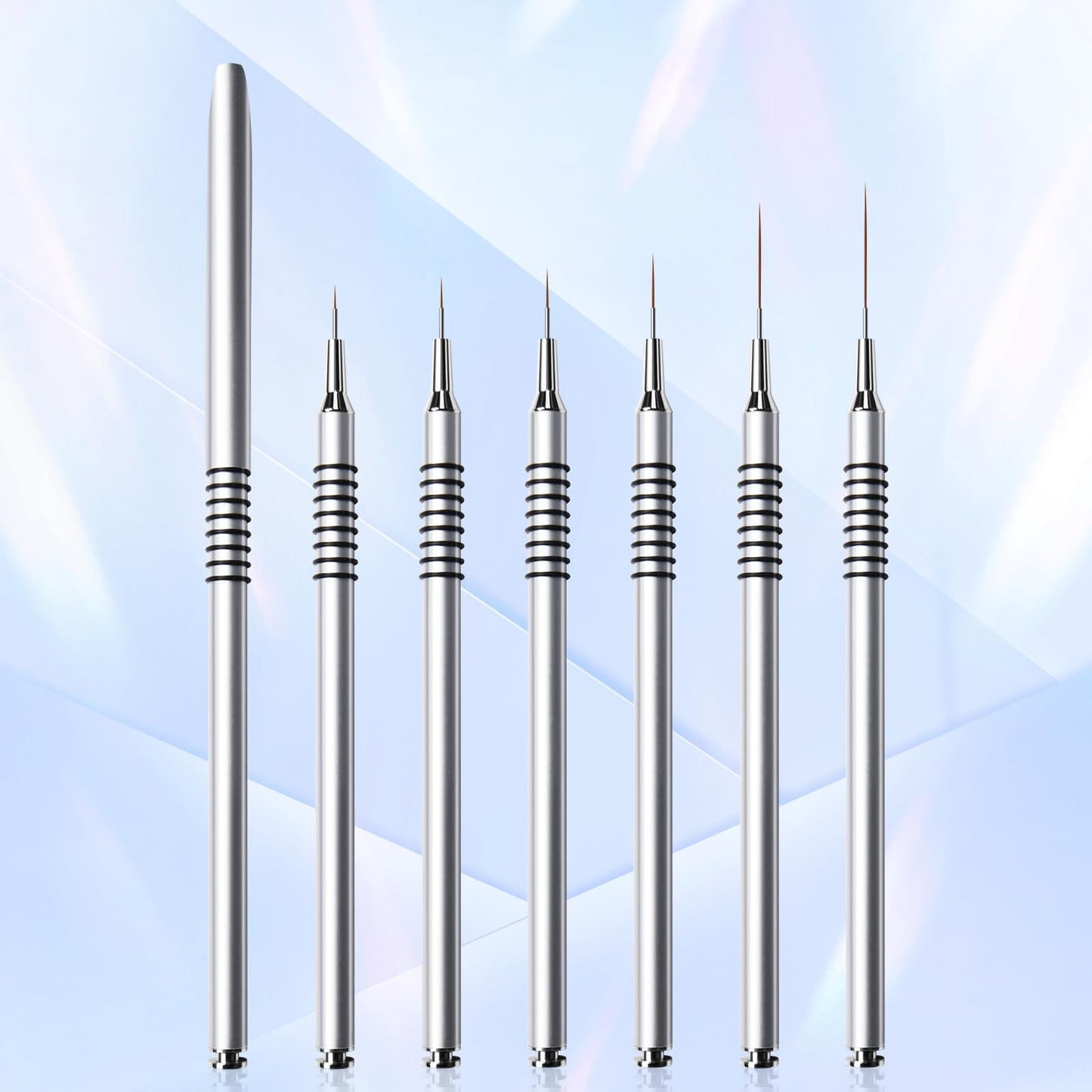 Nail Art Liner Brushes Set, 6Pcs Nail Art Design Brush Striping Thin Long Lines Dotting Drawing Pen, UV Gel Polish Painting Metal Handle Striper Brushes Size 5/7/9/11/20/25mm