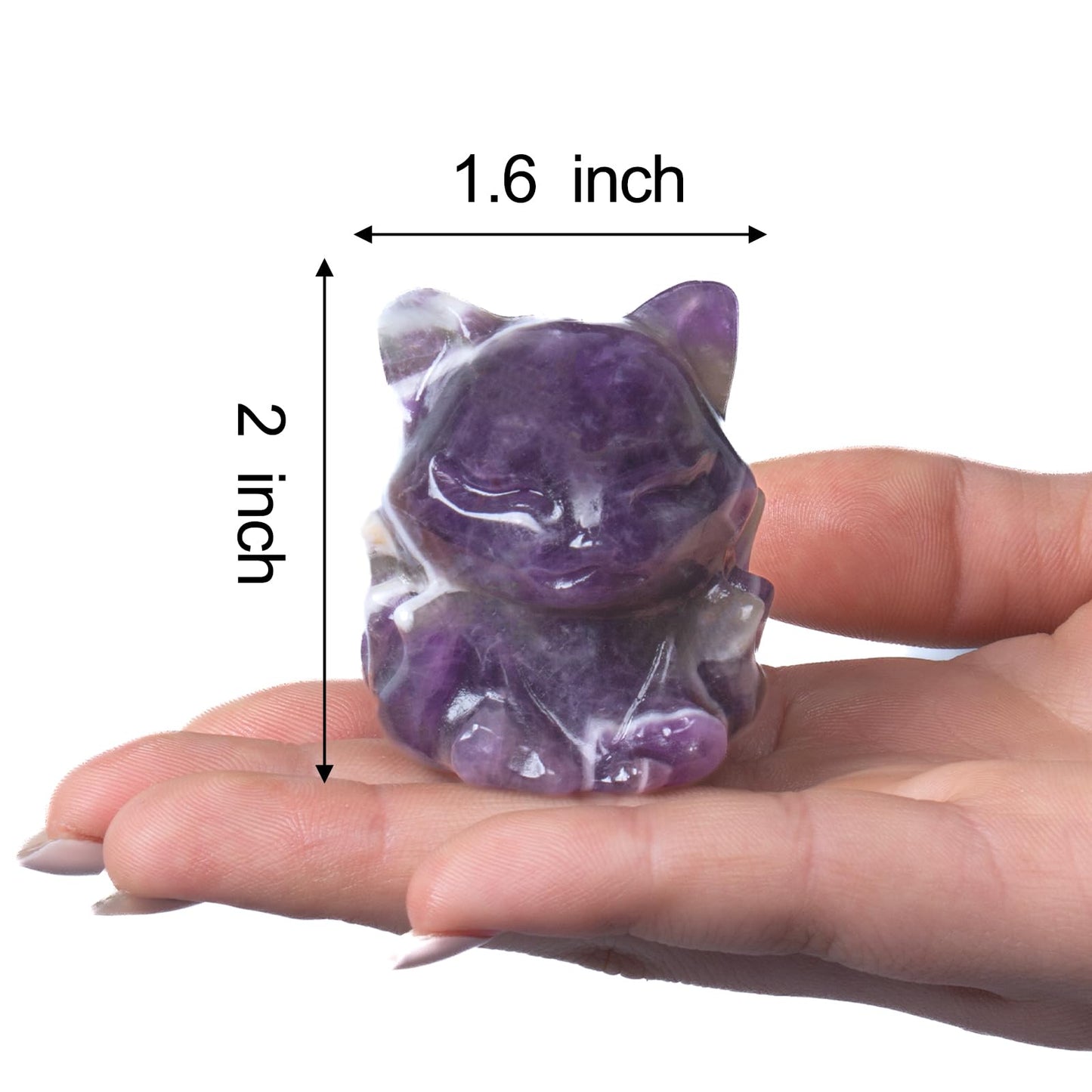 QLRSUXN Amethyst Nine Tailed Fox Decor,2 Inch Healing Crystals Fox Statue,Lucky Guardian Pocket Fox Figurines as Women’s Gifts,Fox Figurine for Office Home Decor and Ornament.
