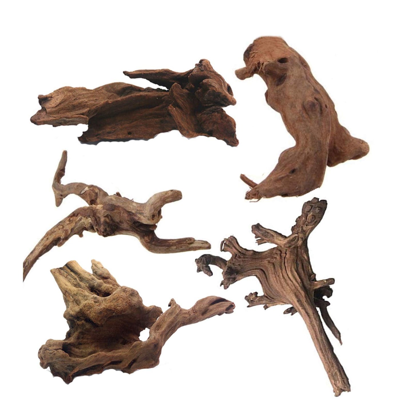 Tfwadmx 5PCS Aquarium Driftwood Branches 4''-7.8'' Reptiles Trunk Natural Wood Fish Tank Decoration Plant Stump Ornament Decor Assorted