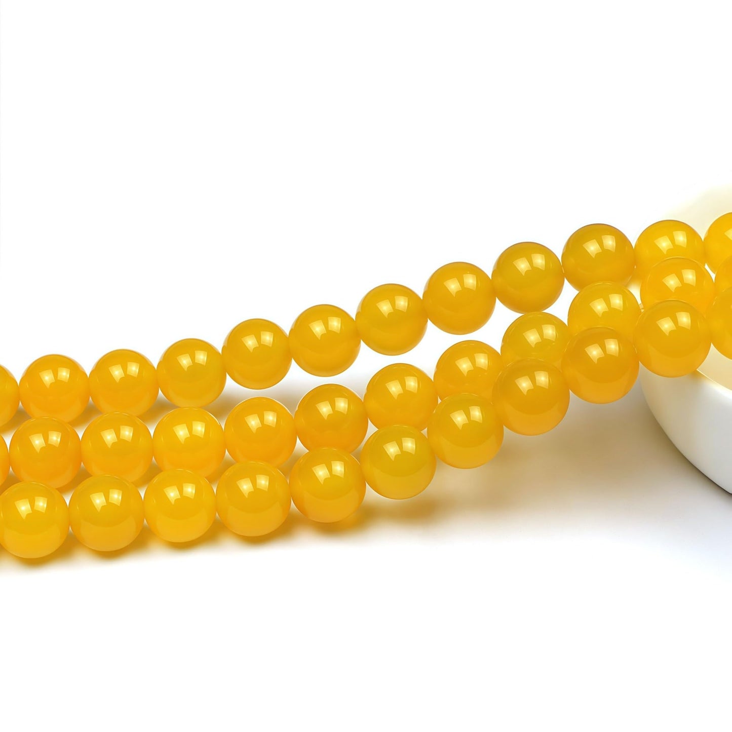 MJDCB 7A Round Natural Yellow Agate Beads Stone Loose Beads for Necklace Bracelet Charms Jewelry Making 15" (6mm)
