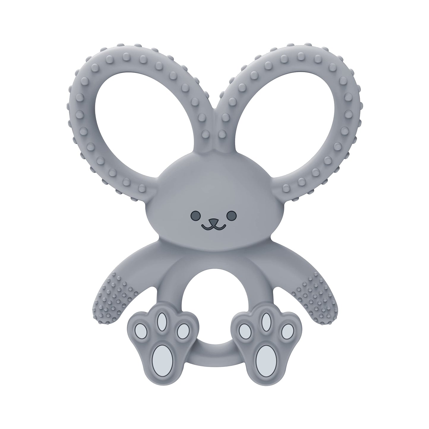 Dr. Brown's Flexees Gray & Pink Bunny Silicone Baby Teethers, BPA Free, for 3 Months+ Babies