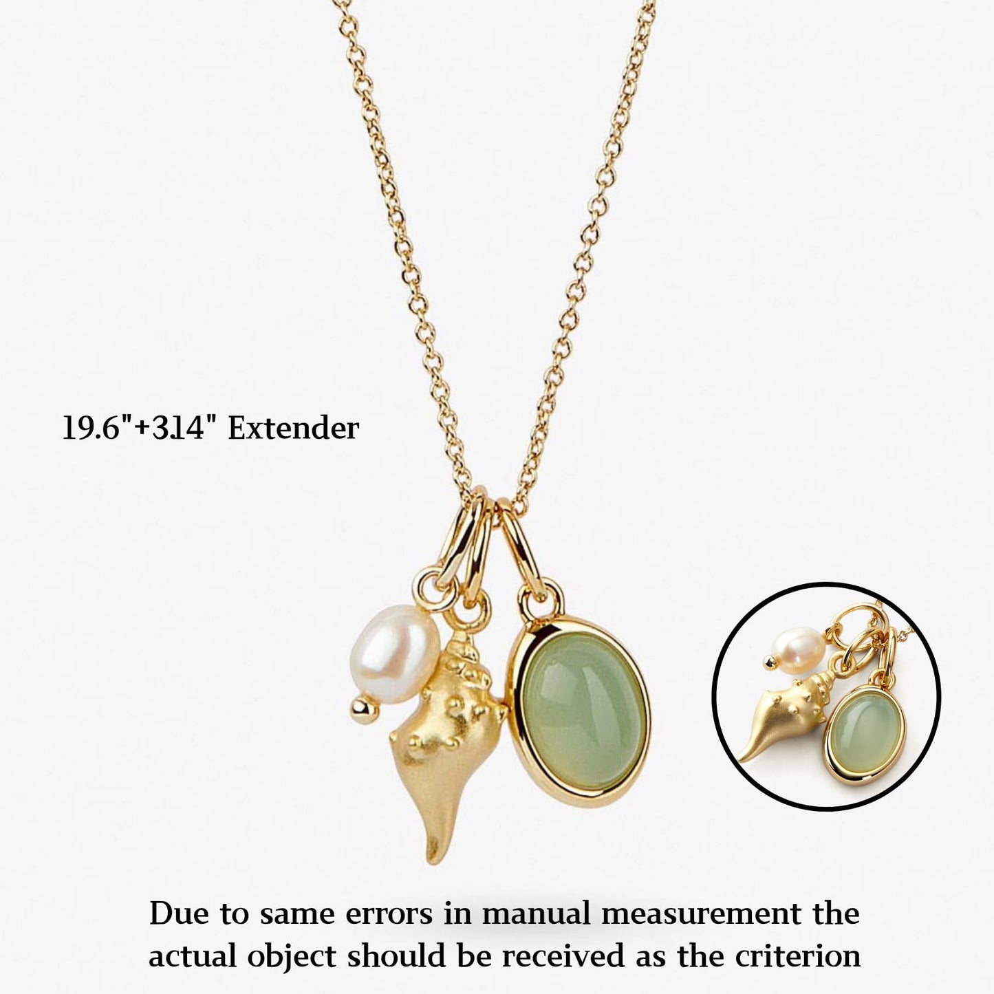 Cliory Adjustable Pearl Necklaces 14k Gold Plated Necklace Natural Pearl Shell Necklace Waterproof Pendant Jewelry for Women and Gift
