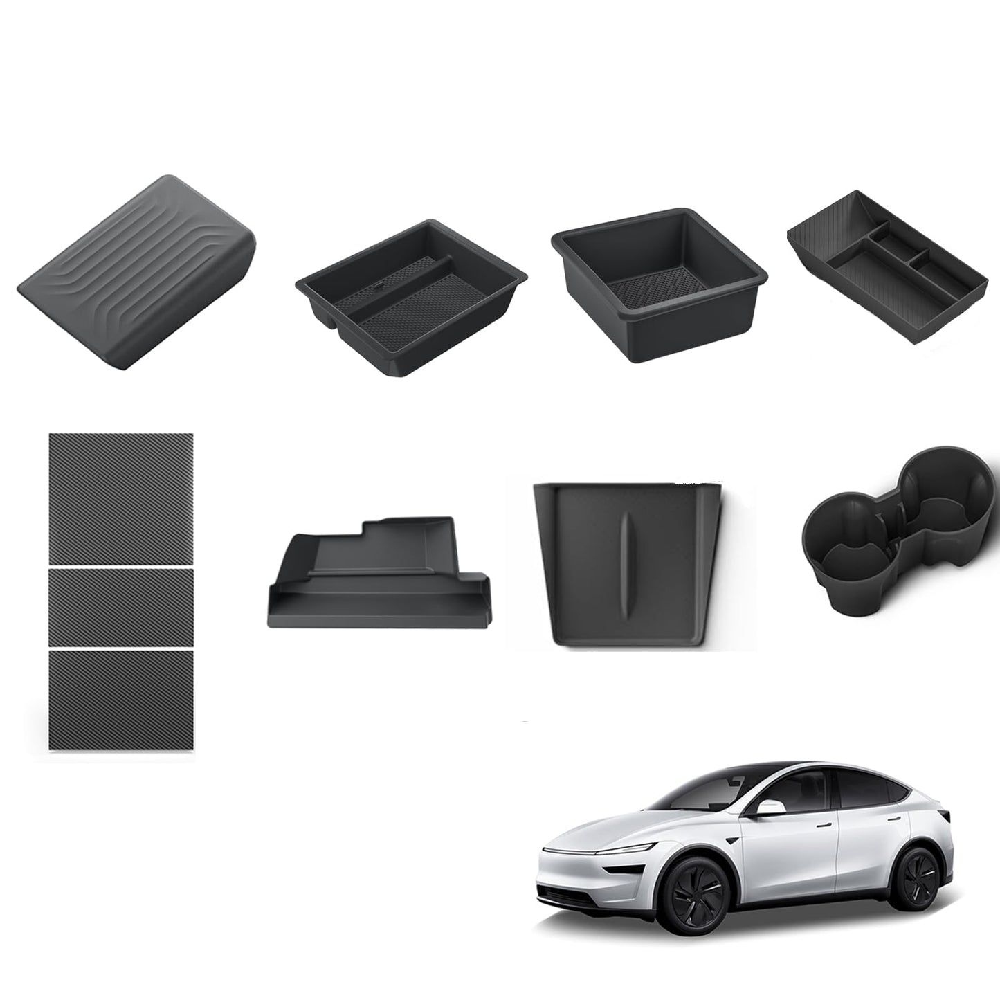 LUCKEASY Center Console Organizer for Tesla Model Y Juniper 2025+ Center Cup Holder | Armrest Box & Armrest Cover | Glove Box | Center Pad | Wireless Charging Pad | Center Upper & Lower Storage Box