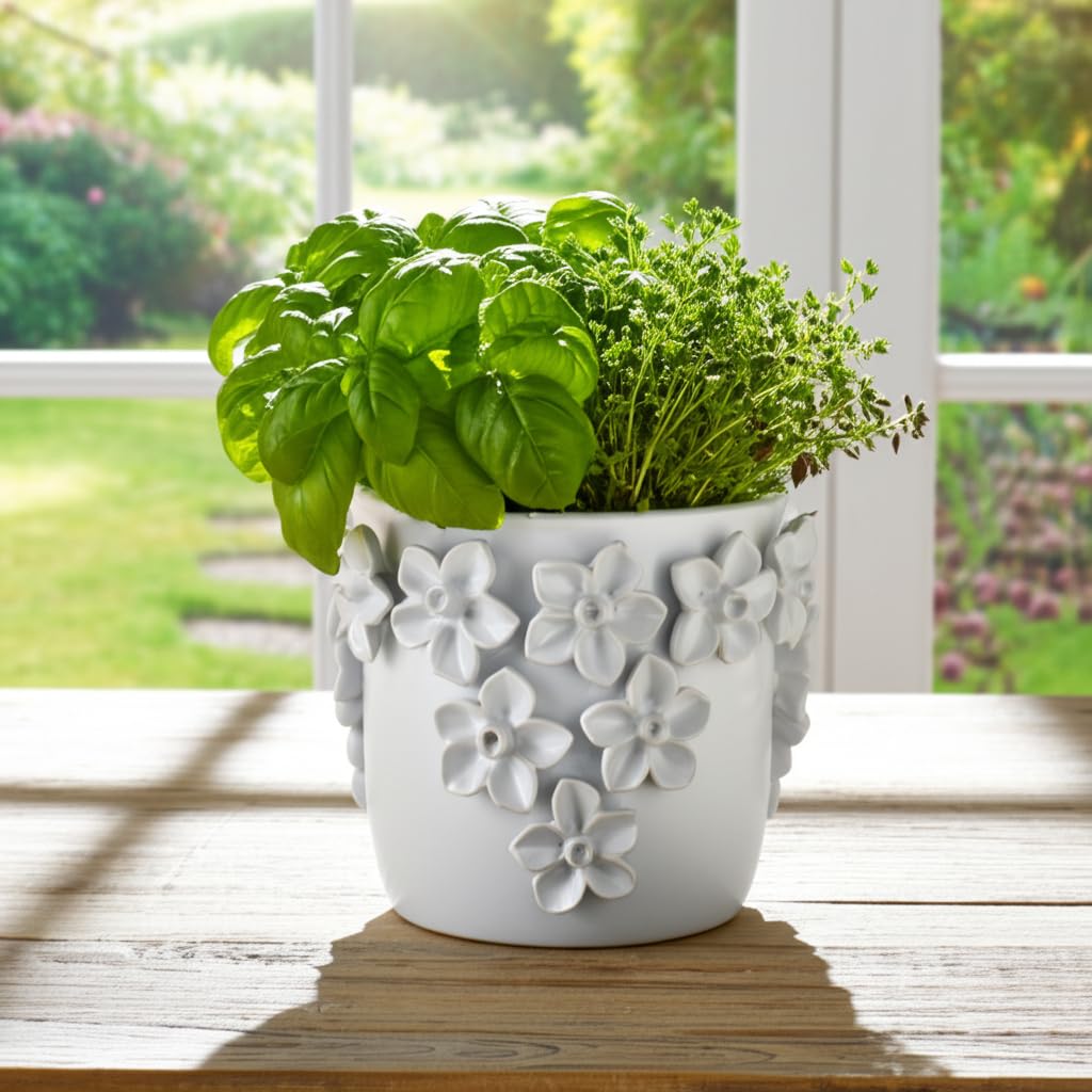 Sagebrook Home Ceramic Planter - Elevate Your Space with Elegant Greenery Decor