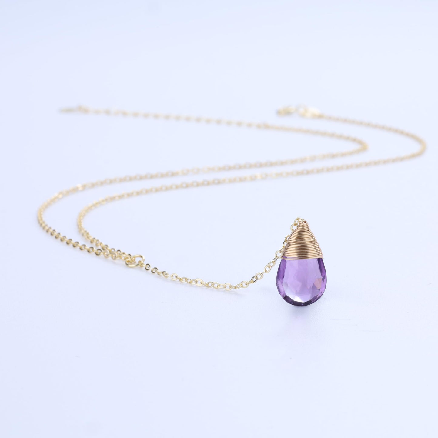 COAI 14K Gold Plated Sterling Silver Drop Dangle Trendy Y Necklace for Women, Amethyst Necklace for Women
