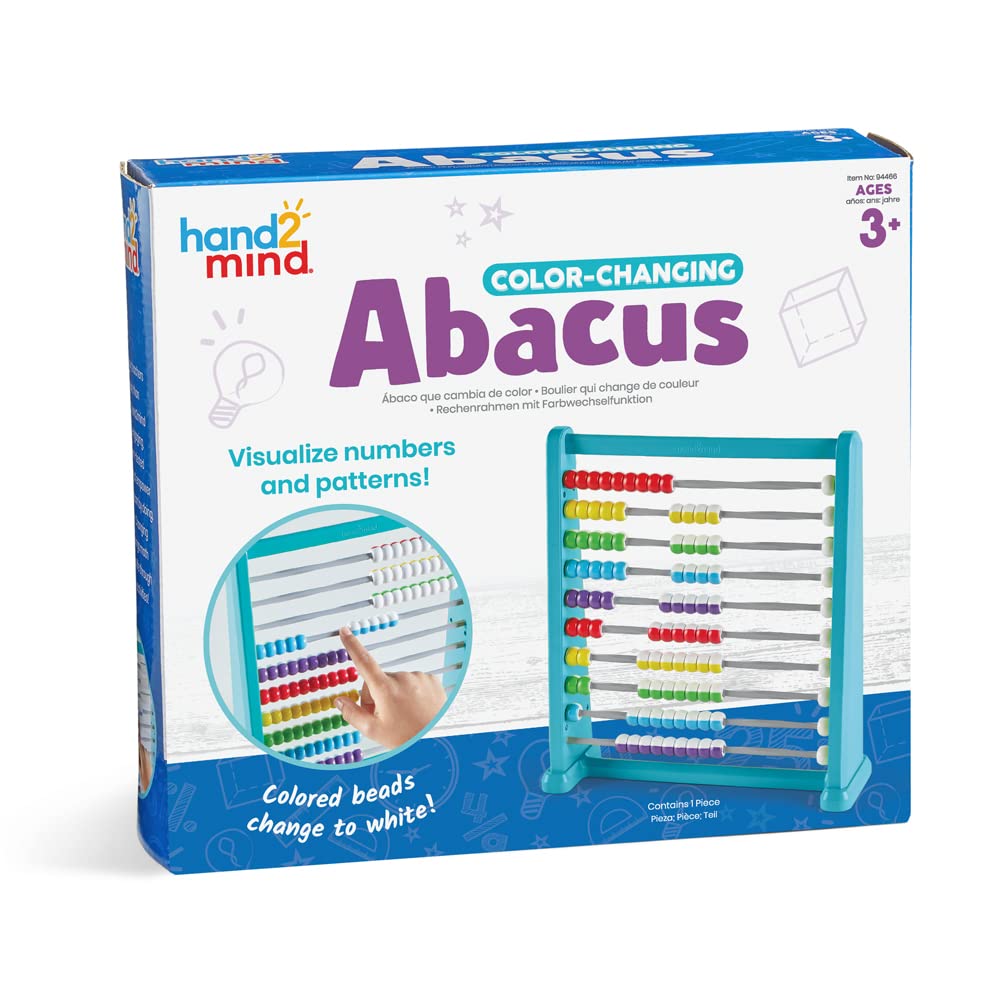 Hand2Mind Color Changing Plastic Abacus, Abacus for Kids, Math Manipulatives, Counting Rack, Educational Toys for Elementary Kids (Set of 1)
