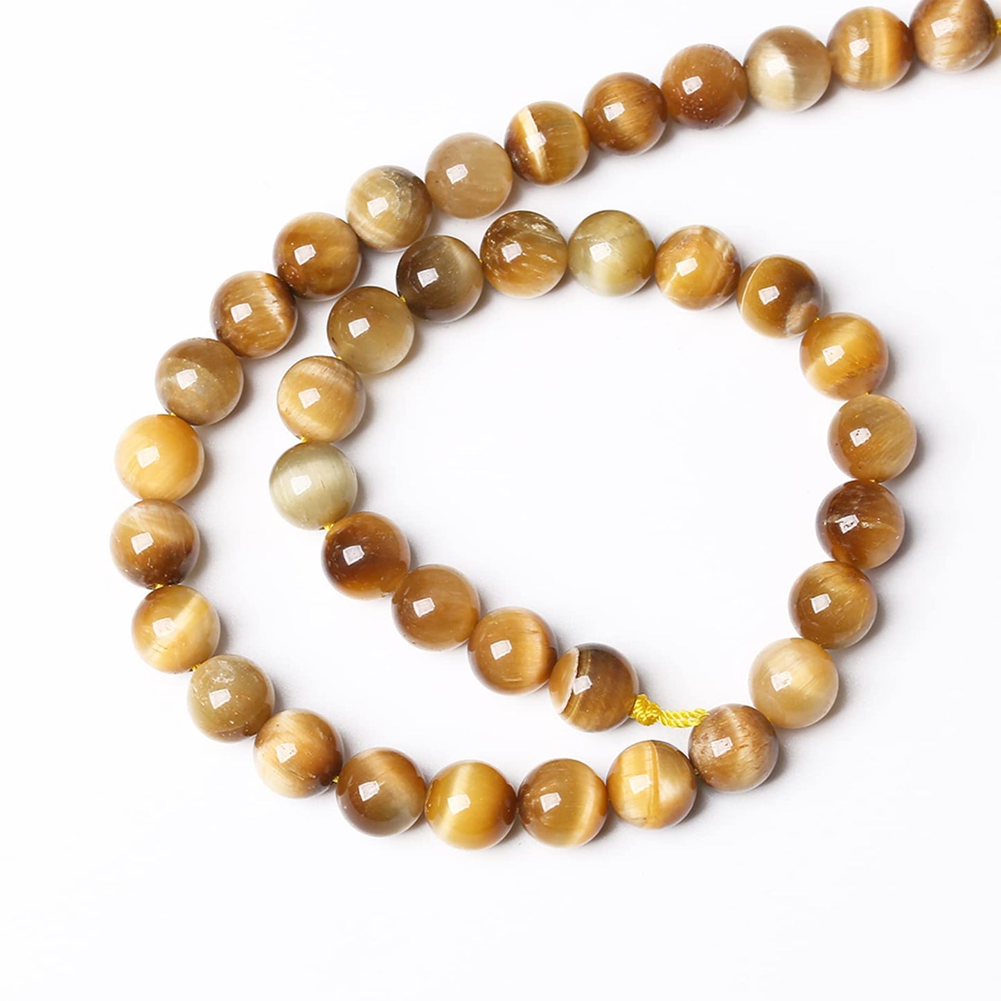 6mm 60pcs Natural Gemstone Gold Tiger Eye Beads Round Spacer Loose Beads for Jewelry Making DIY Bracelet Necklace 15" Inch