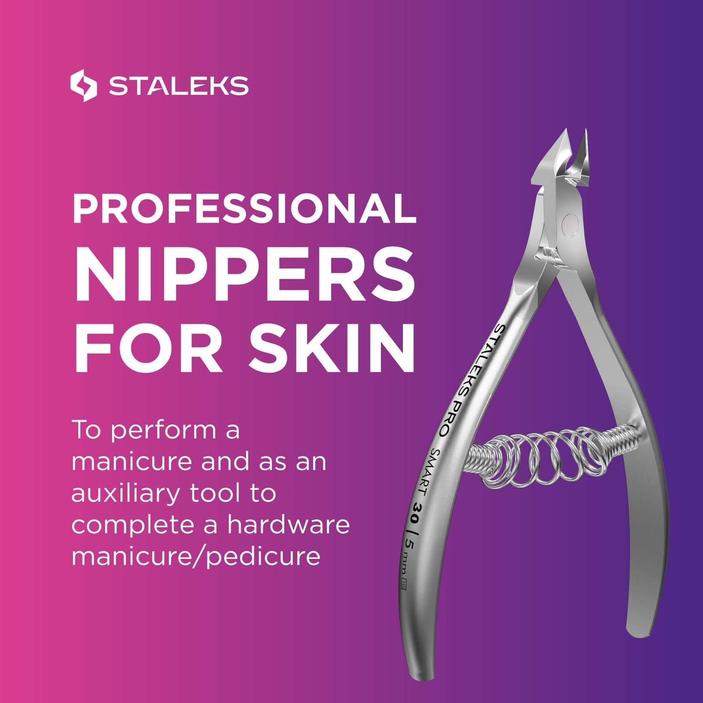 Staleks Pro Cuticle Trimmer - Professional Stainless Steel Cuticle Nipper with Sharp 5mm Blade: Durable Manicure and Pedicure Tool for Nail Care NS-30-5