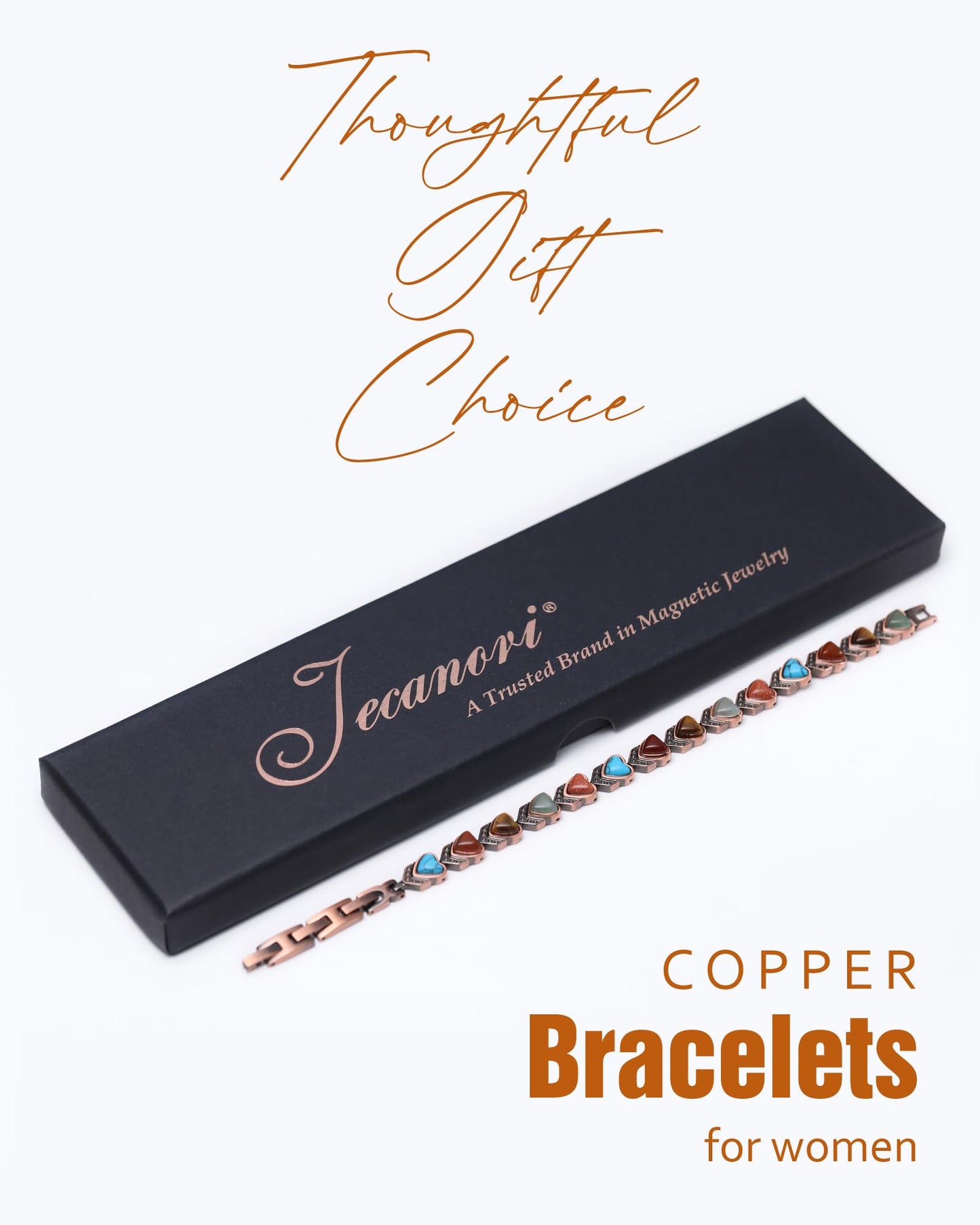 Jecanori Copper Bracelets for Women, Effective Magnetic Bracelets for Women with 3800 Gauss Ultra Magnets and Sizing Tool