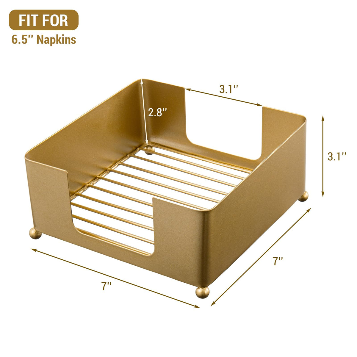 Modern Metal Square Napkin Holder with Gold
