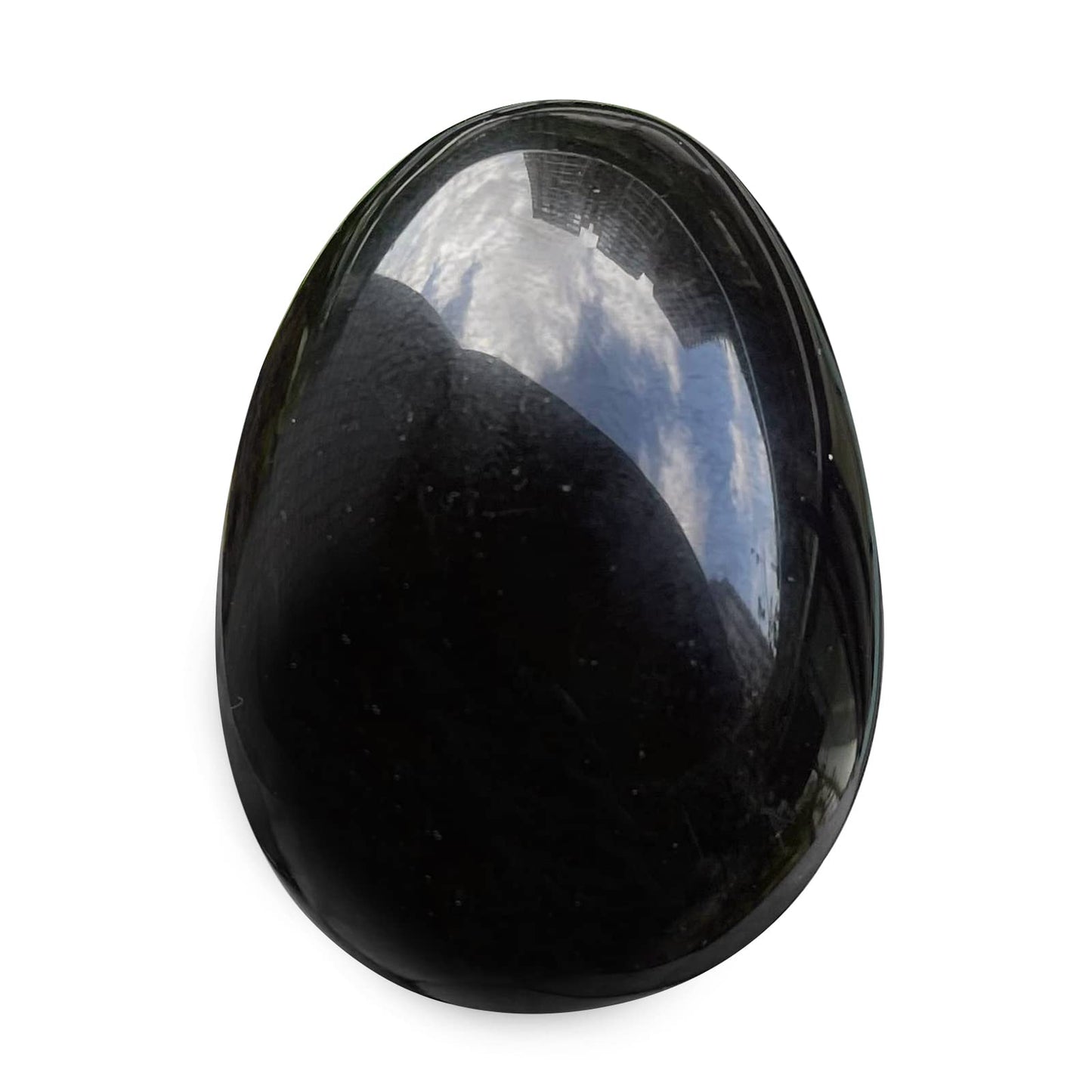 favoramulet Polished Stone Egg for Easter Day, Palm/Pocket/Worry Enegry Healing Crystal Display Sphere Figurine Fengshui, Black Obsidian 1.8" x 1.3"