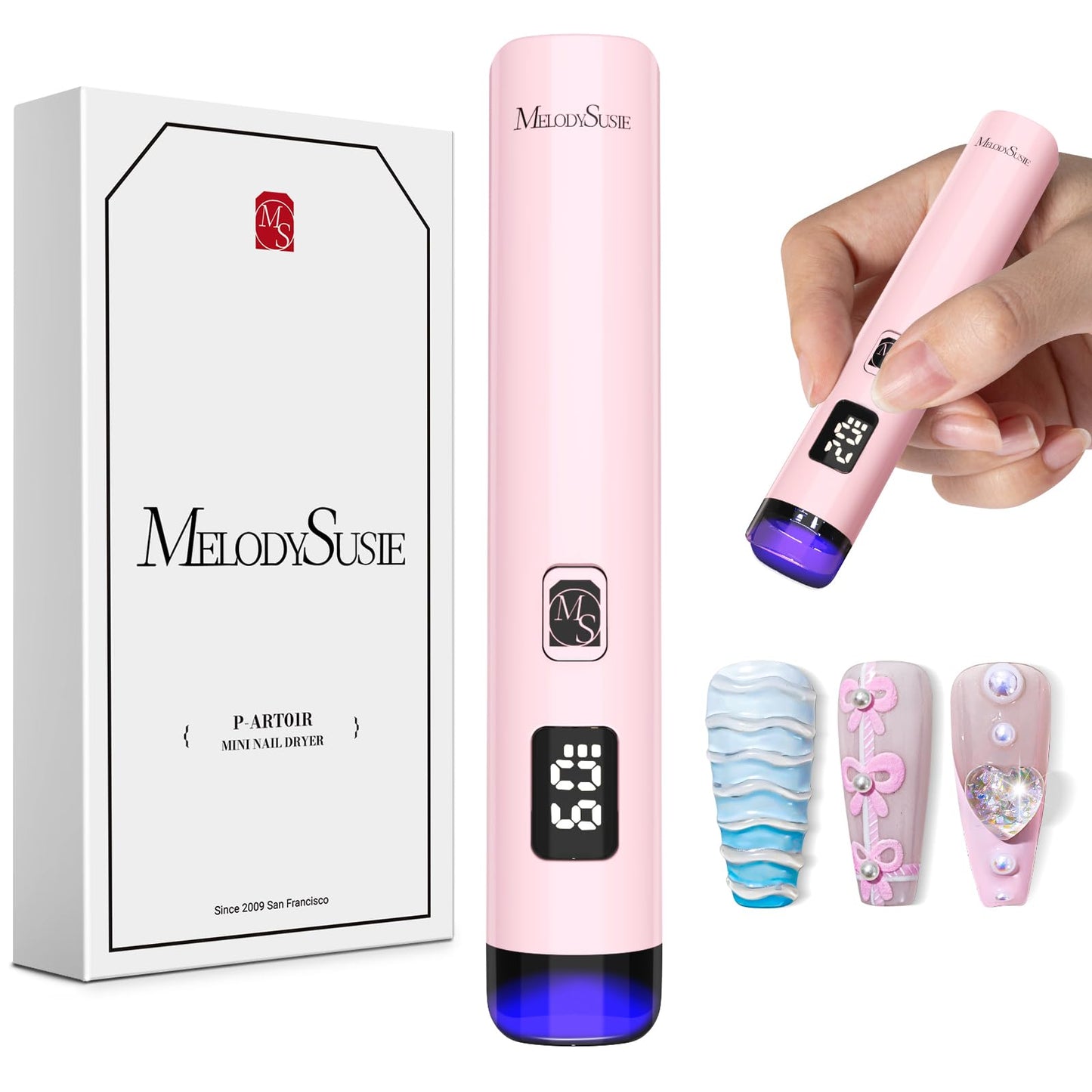 Melodysusie Handheld UV Light for Gel Nails with Nail Stand for Press Ons