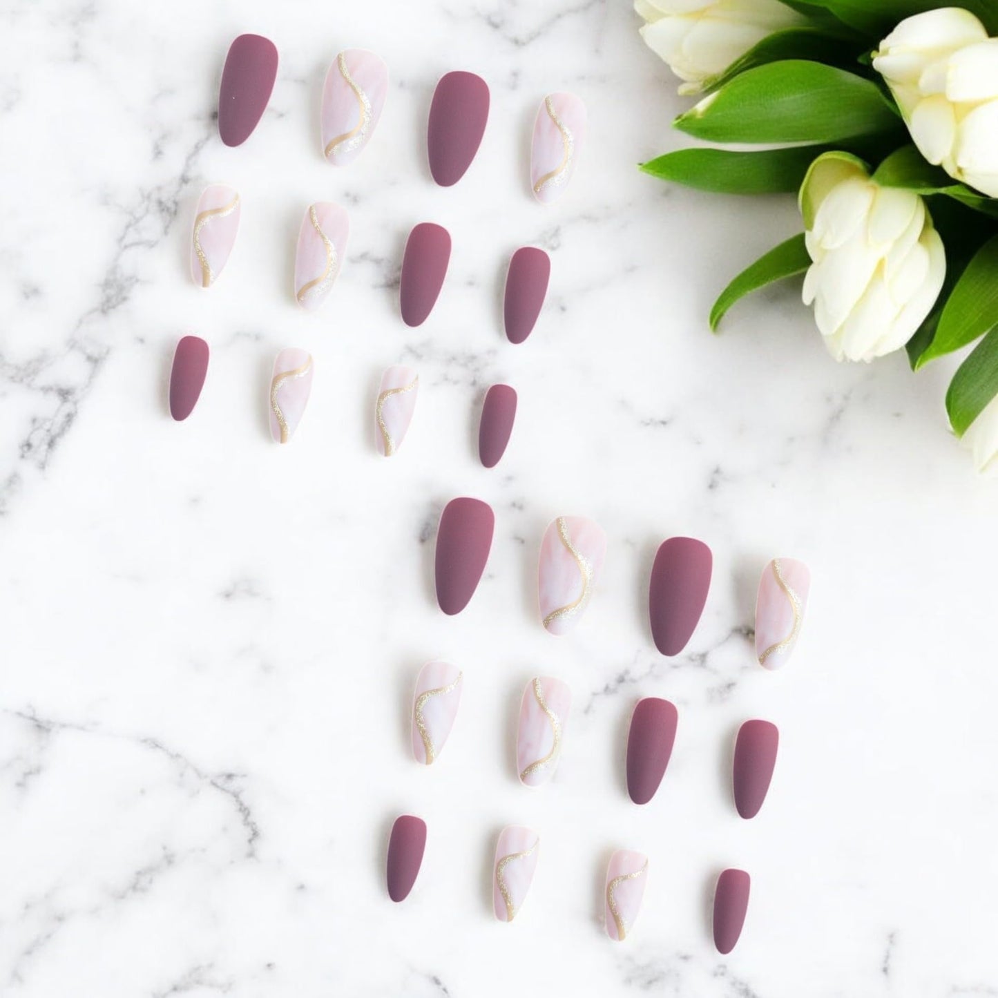 24 Pcs Press On Nails Short, Soft Gel Fake Nails, Glossy, Durable & Reusable, Easy to Apply Glue On Nails for Women By Bows And Knots