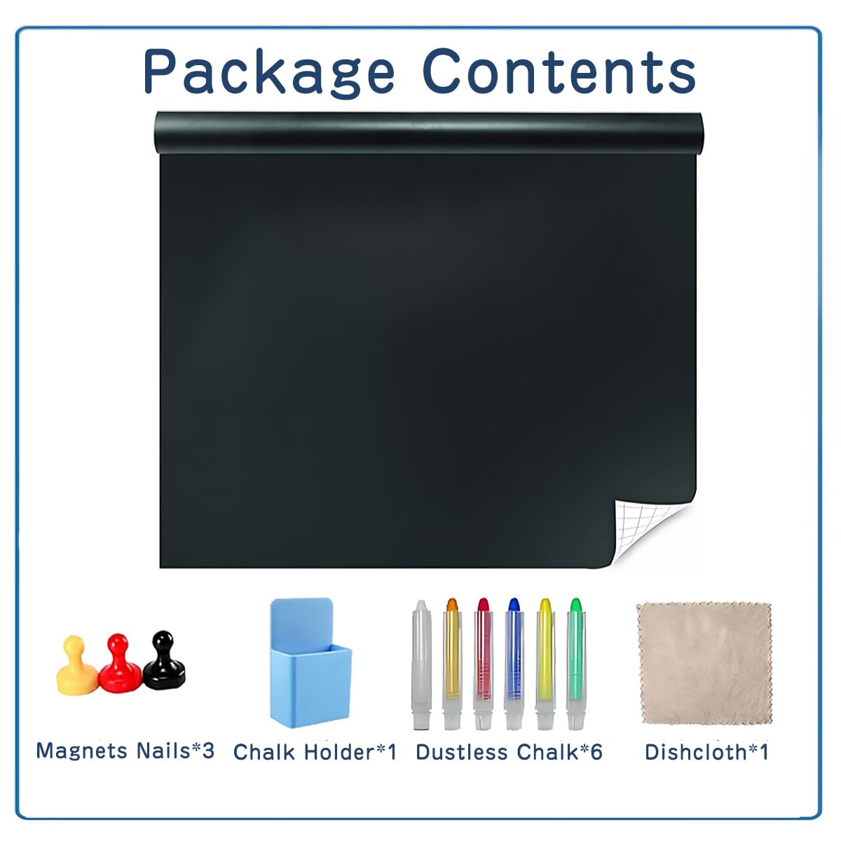 Magnetic Chalkboard Wallpaper Stick and Peel, 47" x 94"Chalk Board Contact Paper with Adhesive on Wall for School, Office, Kitchen Fridge, Drawing