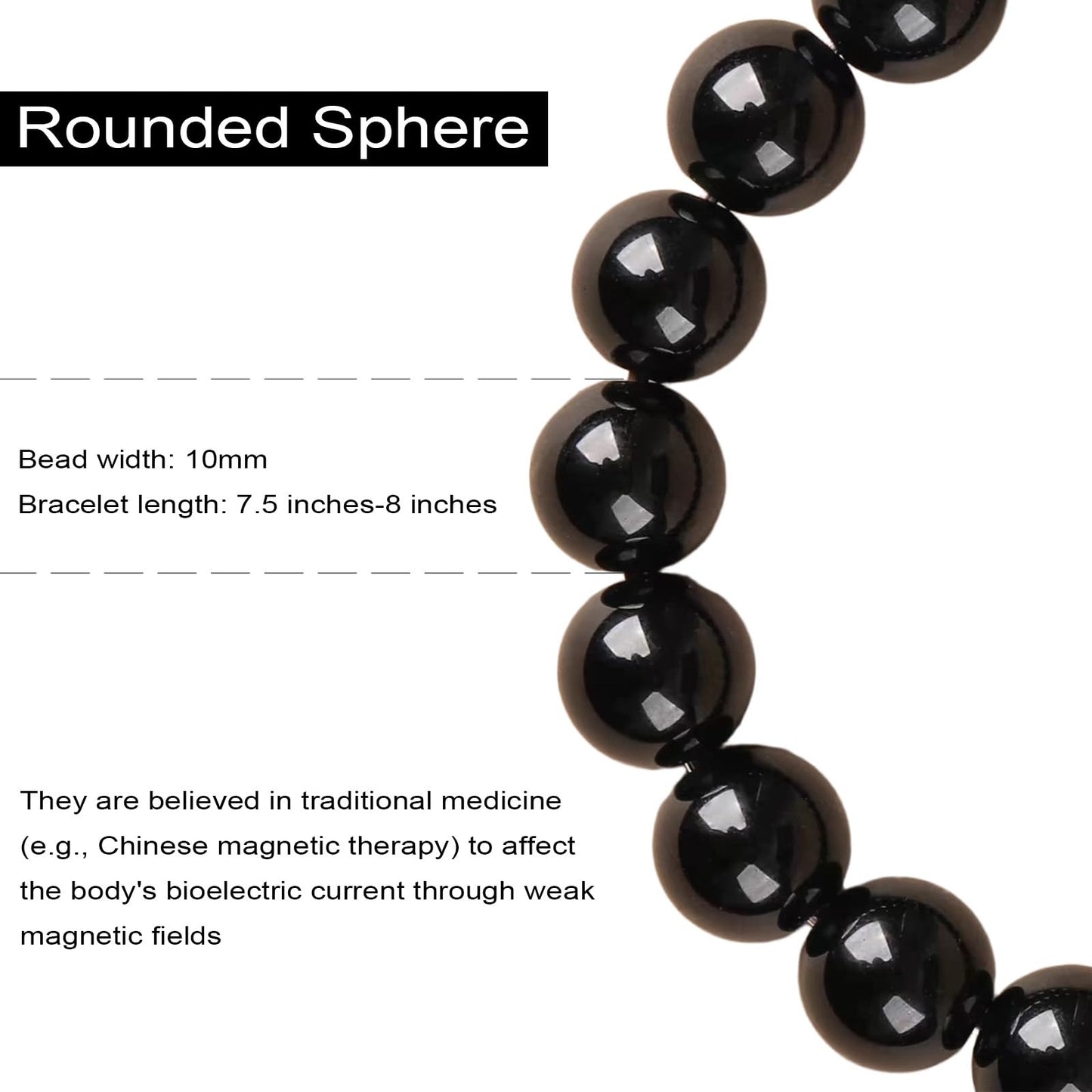 38 Magnetic Therapy Hematite beaded Bracelet For Women And Men Power Gemstone Crystal Unisex Macrame (Hematite, 12, millimeters)