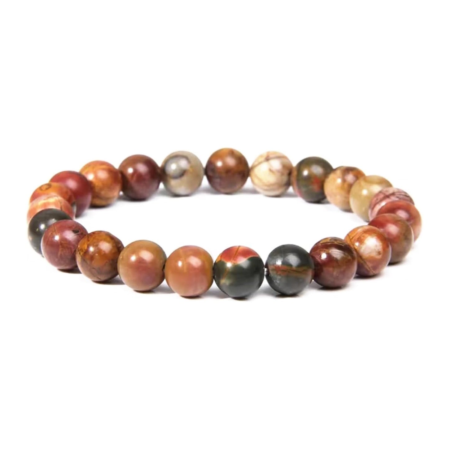 Elm City Direct 8mm Natural Stone Beaded Bracelet – Unisex Crystal Stretch Bracelets for Men & Women, Chakra & Healing Jewelry, Gift-Ready Beaded Bracelets (Egg Stone, 8mm)