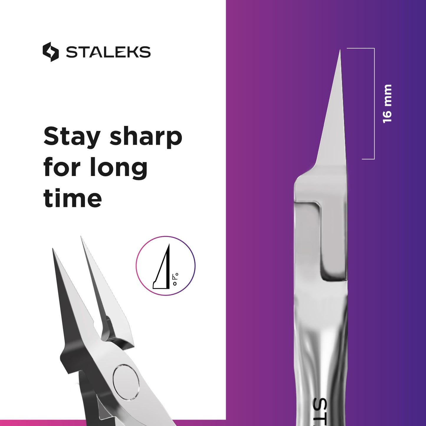 Staleks Pro EXPERT 61 Ingrown Toenail Nippers – 16mm Blades – Narrow Tips with Safe Ends – Stainless Steel – Professional Pedicure Tool
