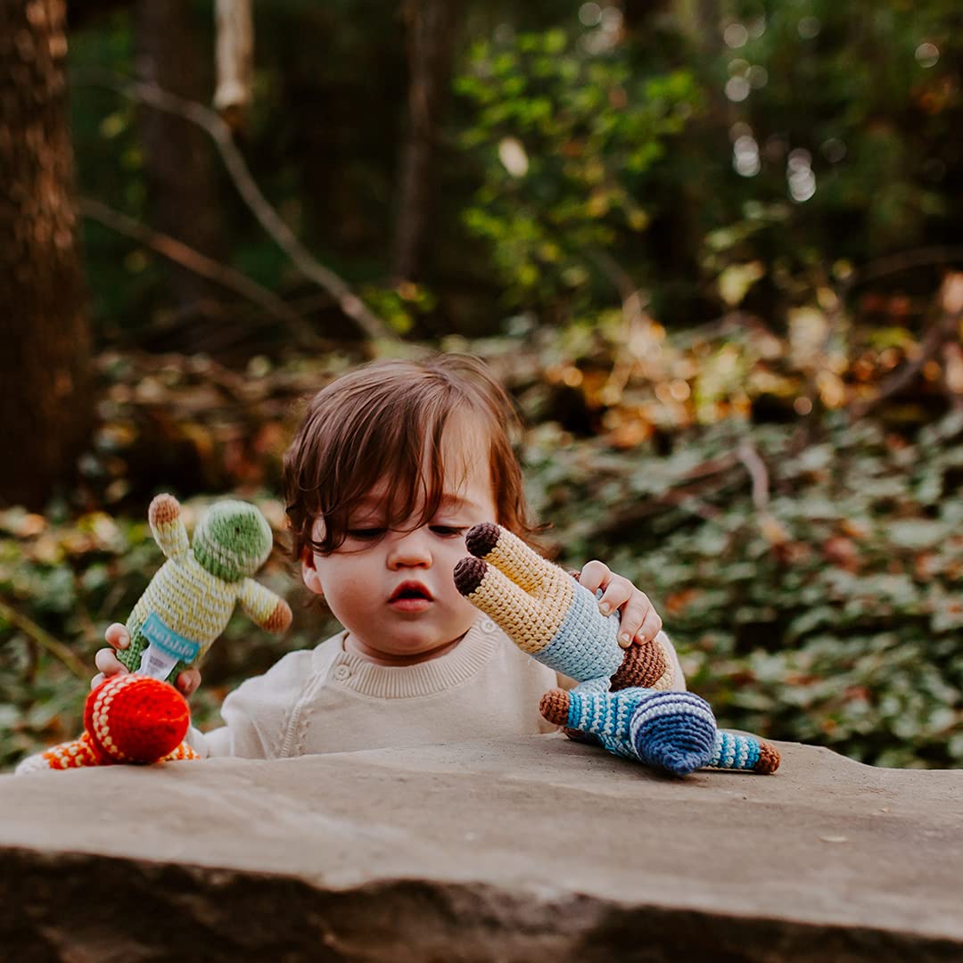 Pebble | Handmade Pixie Rattle - Birch - Blue | Crochet | Fair Trade | Pretend | Imaginative Play | Montessori | Machine Washable