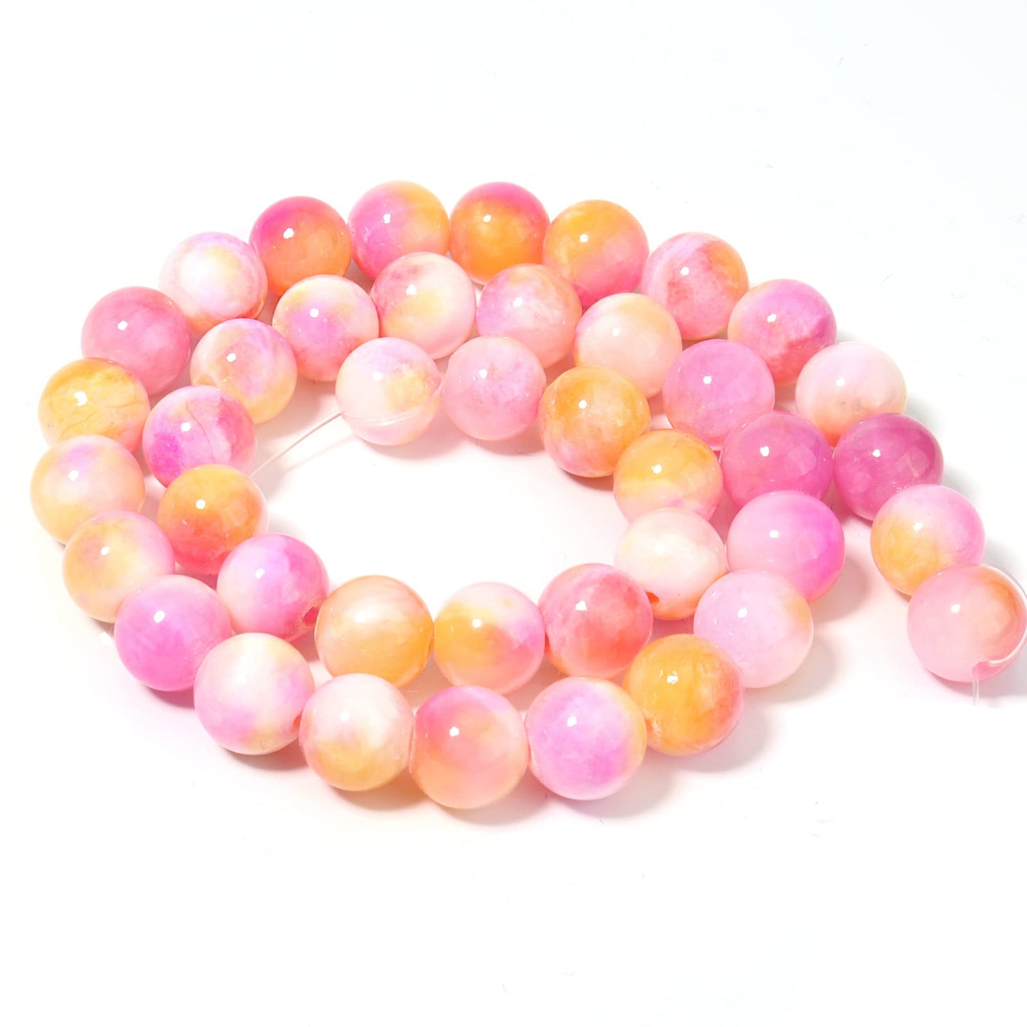 45pcs 8mm Natural Stone Beads Pink Yellow Persian Jade Beads Energy Crystal Healing Power Gemstone for Jewelry Making, DIY Bracelet Necklace