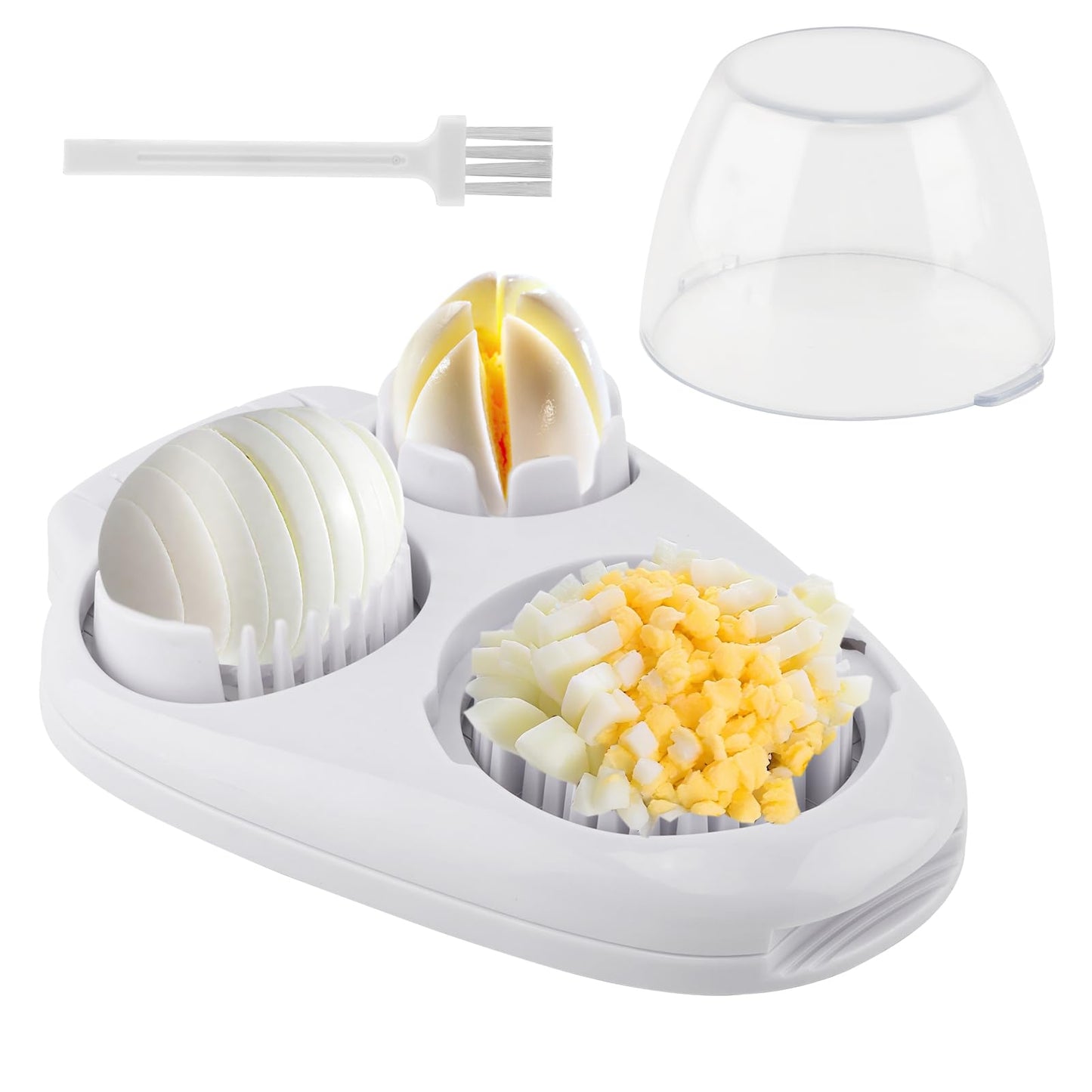 3-In-1 Egg Slicer for Hard Boiled Eggs,Stainless Steel Egg Cutter with 3 Cutting Modes,Multipurpose Kitchen Gadget Dicer for Butter Strawberry,Mushroom,Banana,Tomato,Easy to Use