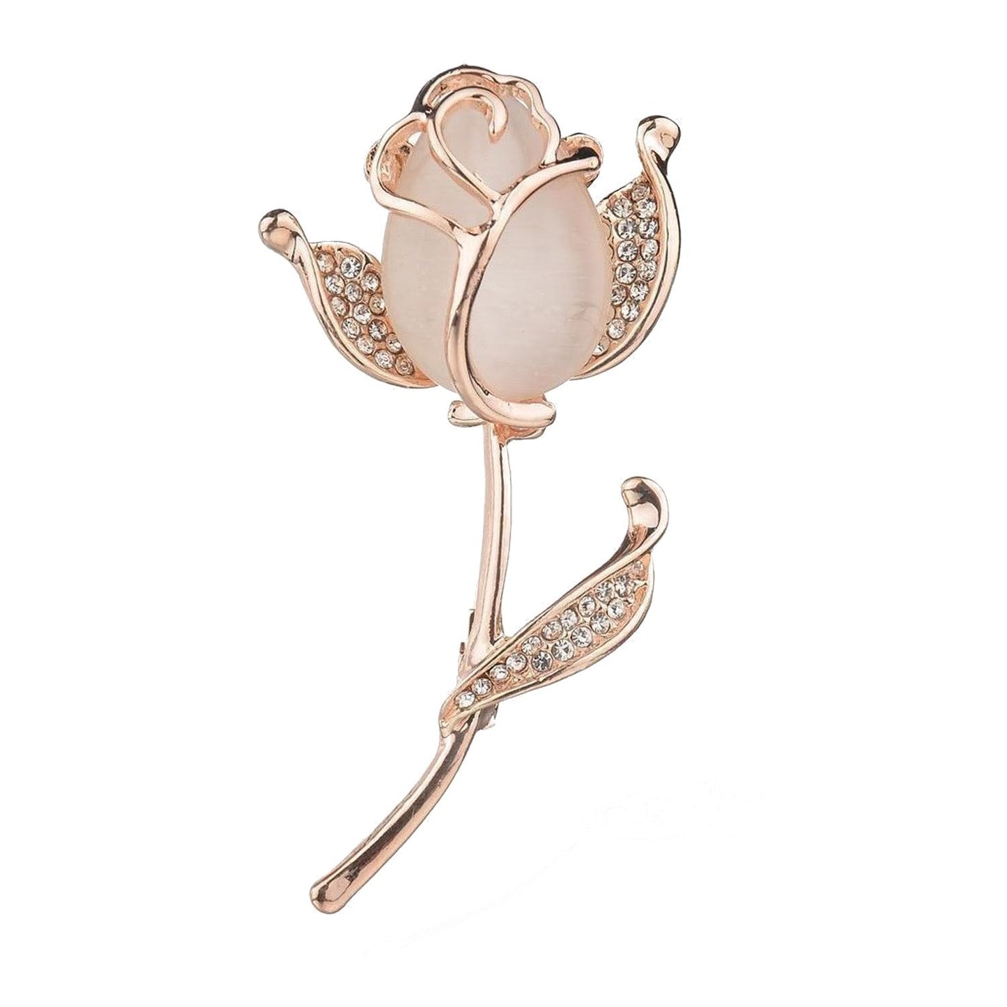 Rose Flower Crystal Brooches Pins Fashion Beautiful Created Rhinestone Pearl Floral Brooch Good Idea for Party Dance Wedding Banquet for Elegant Women Girl (Gold Rose Flower)