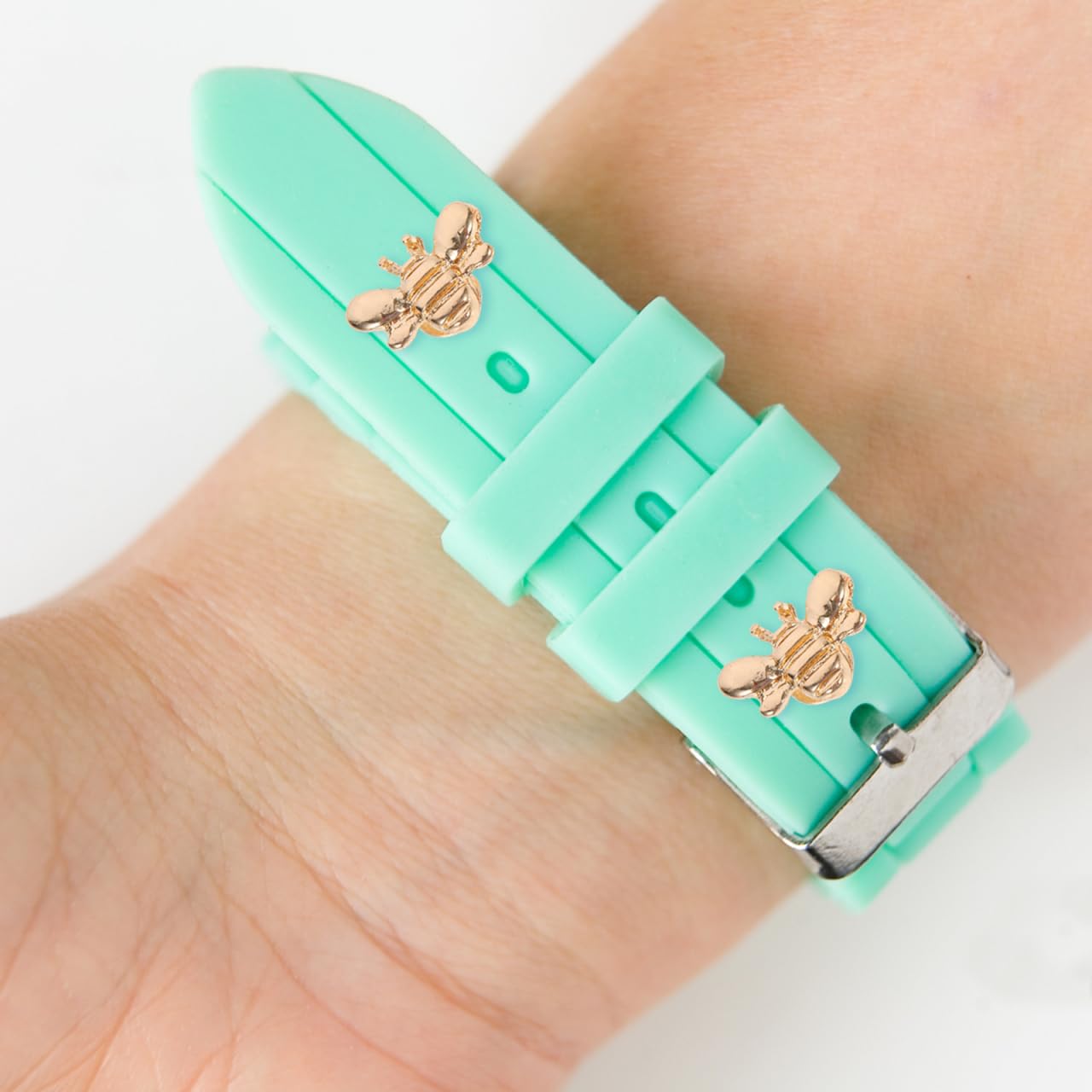 Angoily Watchband Bee Charm Set 6Pcs Watch Strap Decorative Nails Bee Shaped Charms for Watch Band Accessories Women Girls